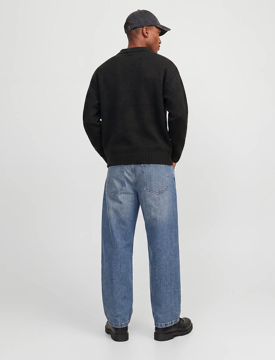 Jack & Jones - JJESOHO OLLIE KNIT SPLIT NECK SN - poloer i strik med lange ærmer - black - 4