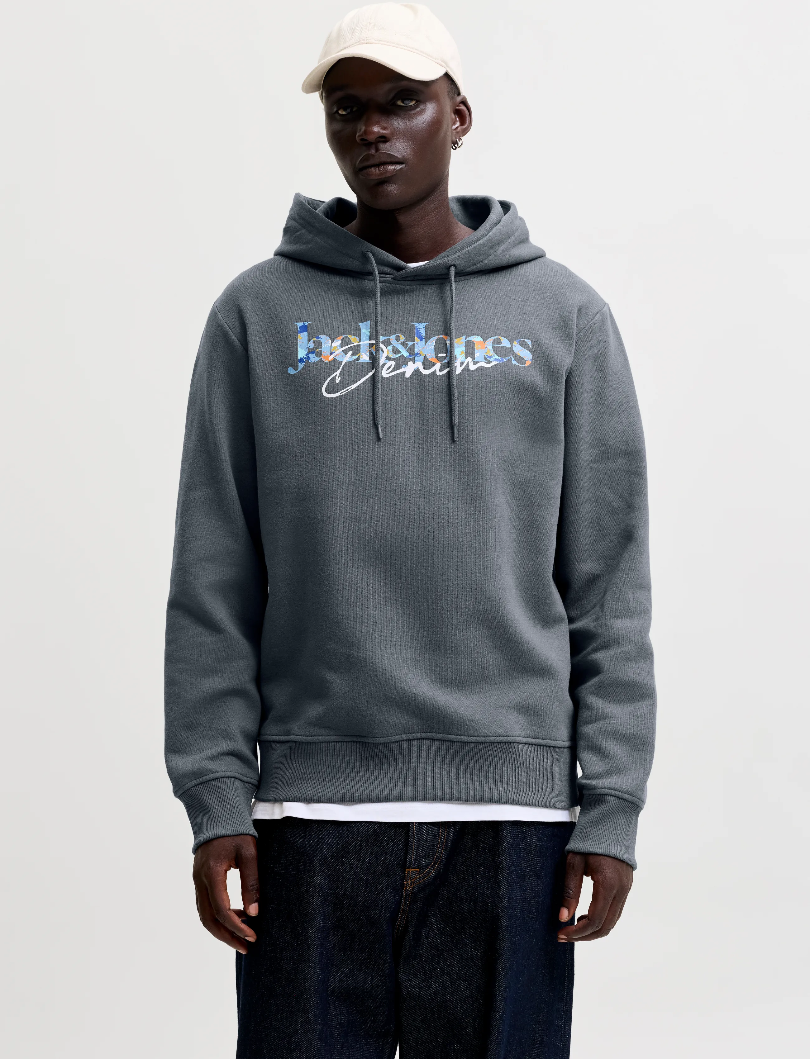 Jack & Jones JJTOM SWEAT HOOD - Sweatshirts - TURBULENCE / grey