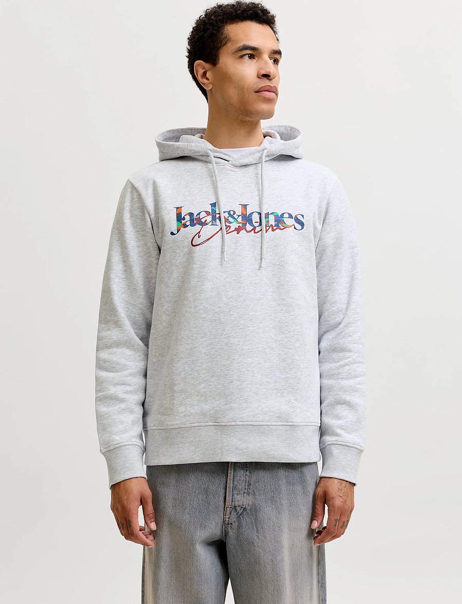 Jack & Jones - JJTOM SWEAT HOOD - kapuzenpullover - white melange - 0