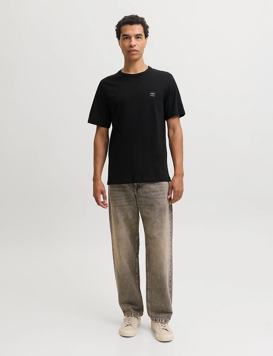 Jack & Jones - JJCLEVELAND TEE SS CREW NECK SN - kurzärmelige t-shirts - black - 4