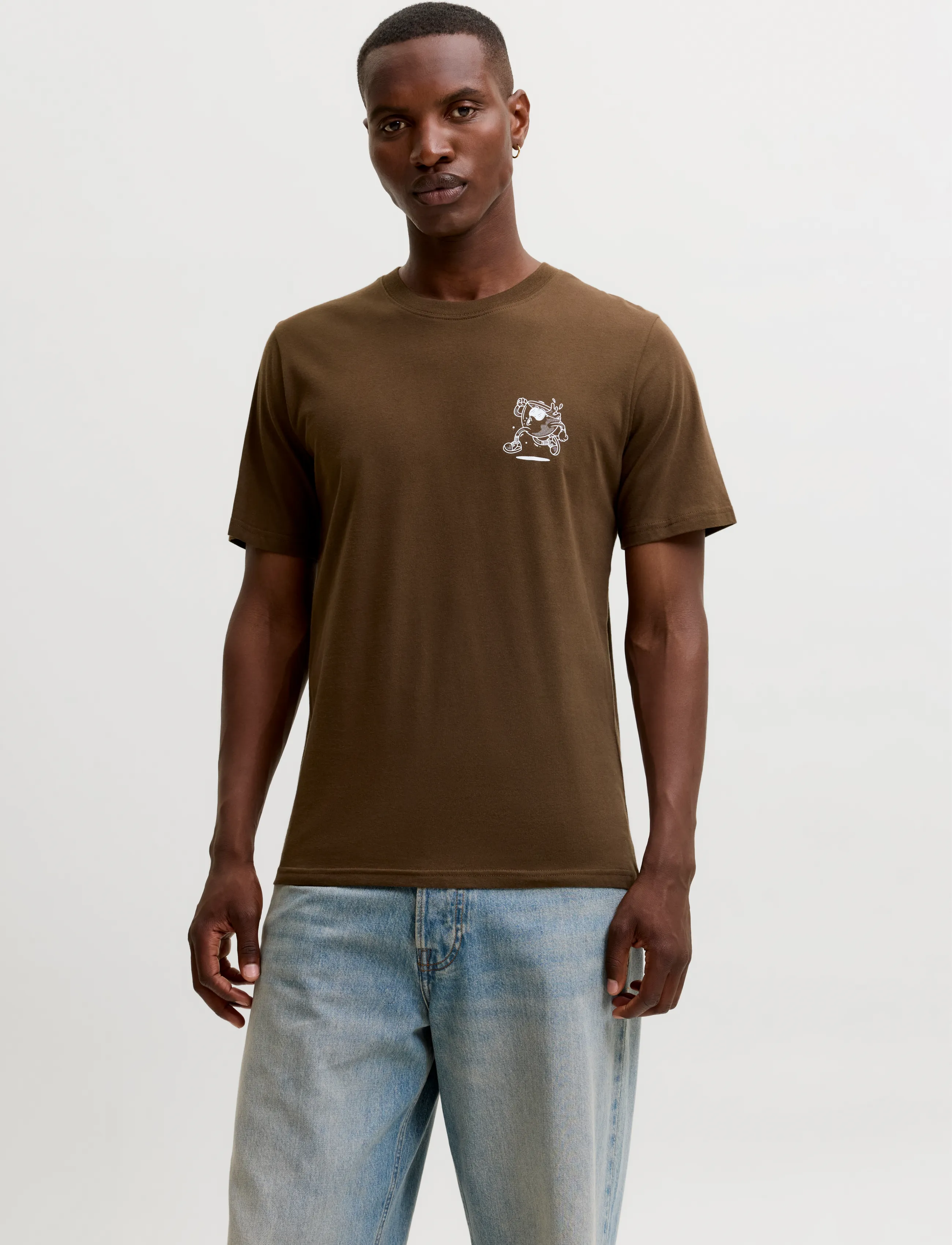 Jack & Jones JJBREWY TEE SS CREW NECK - Kurzärmelige T-Shirts - COCOA / brown
