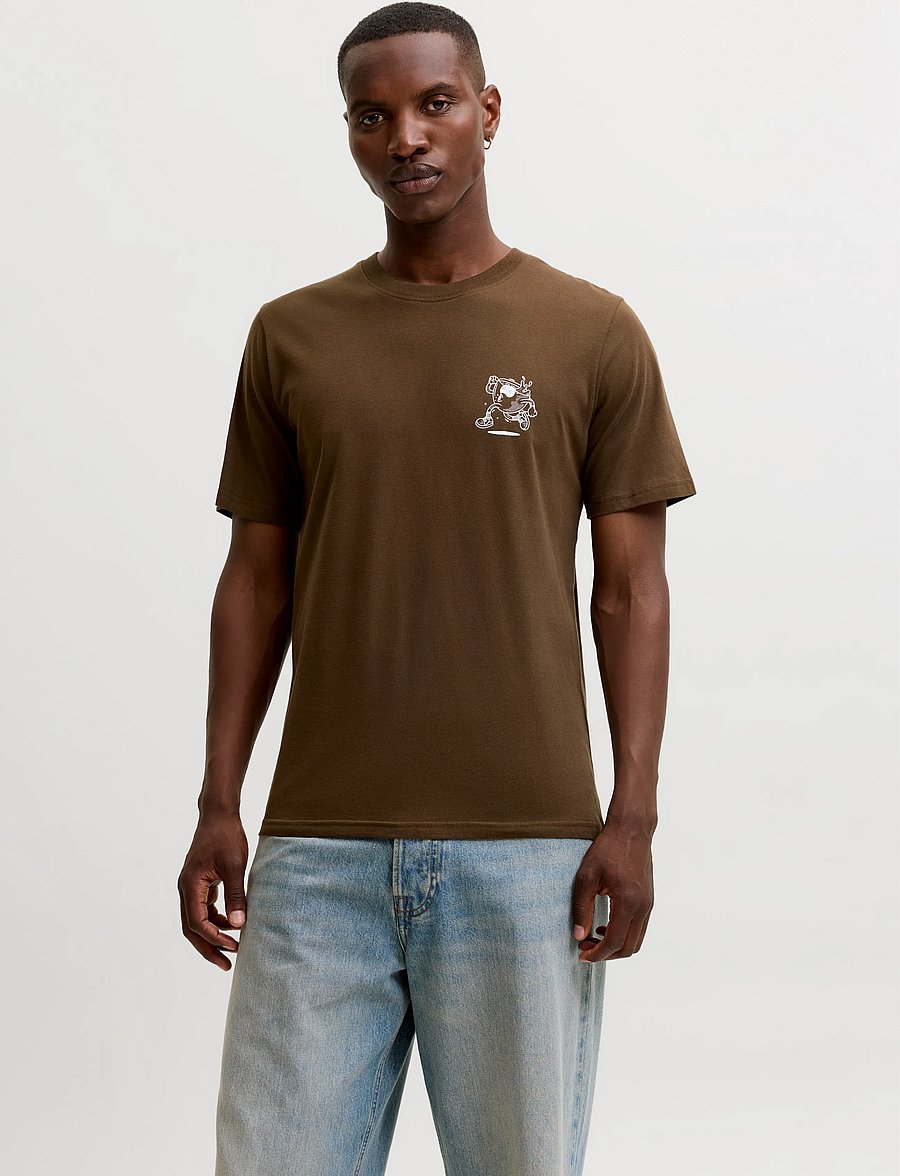 Jack & Jones - JJBREWY TEE SS CREW NECK - kurzärmelige t-shirts - cocoa - 0