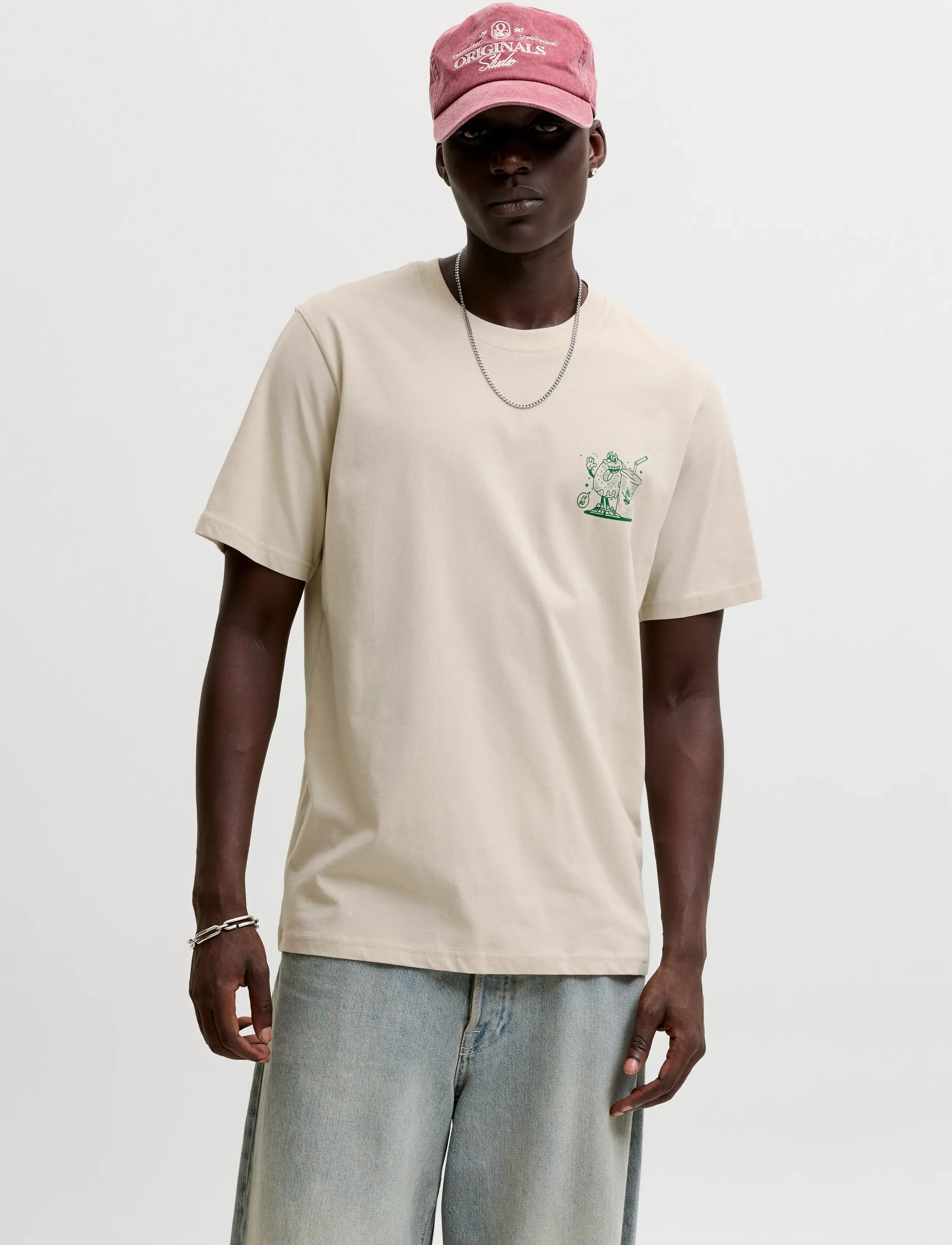 Jack & Jones JJBREWY TEE SS CREW NECK - T-Shirts - MOONBEAM / cream