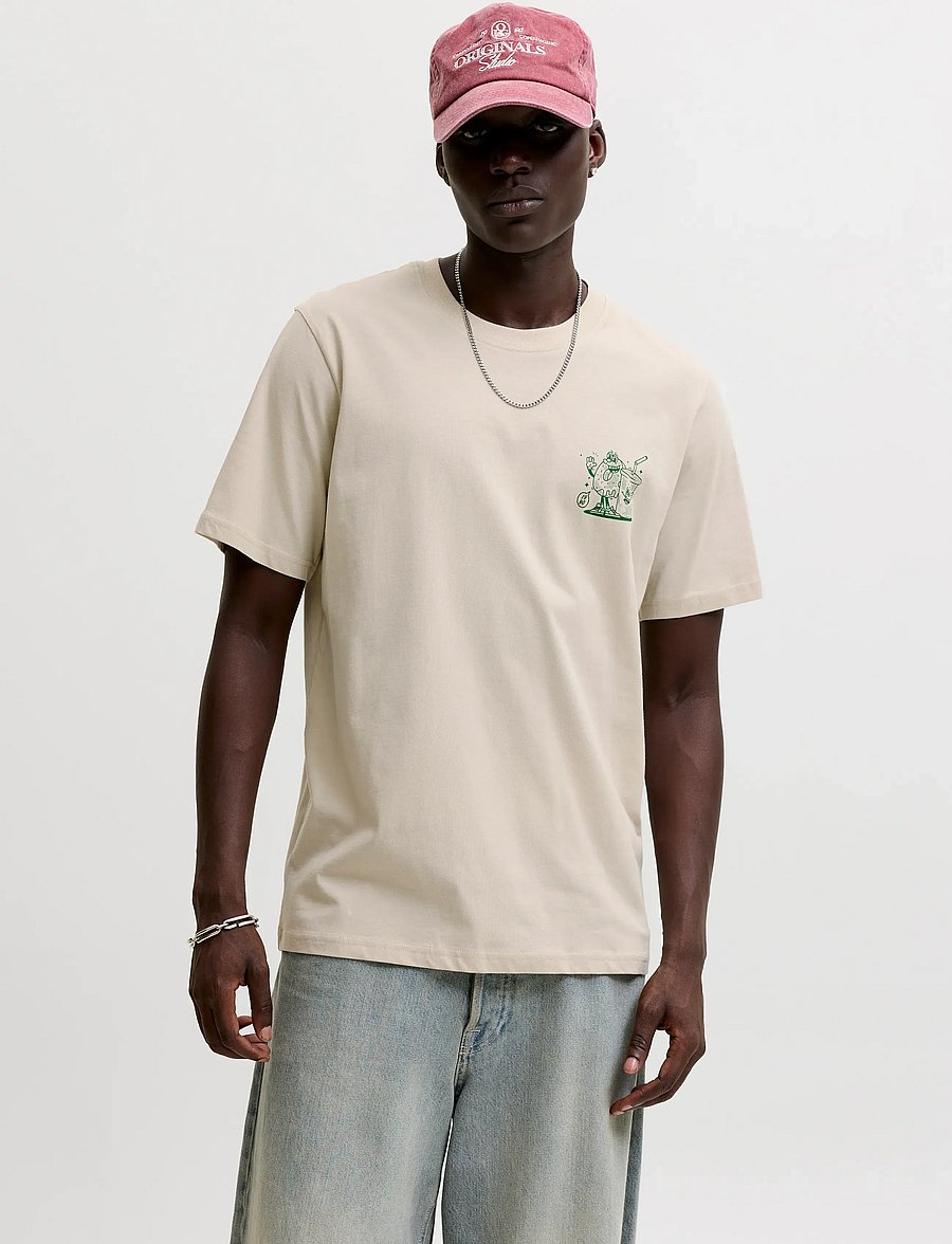 Jack & Jones - JJBREWY TEE SS CREW NECK - kurzärmelige t-shirts - moonbeam - 0