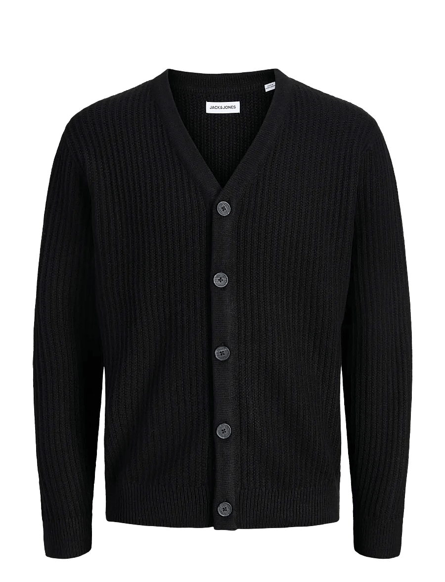 Jack & Jones - JJSAGE KNIT V-NECK CARDIGAN - strickjacken - black - 0