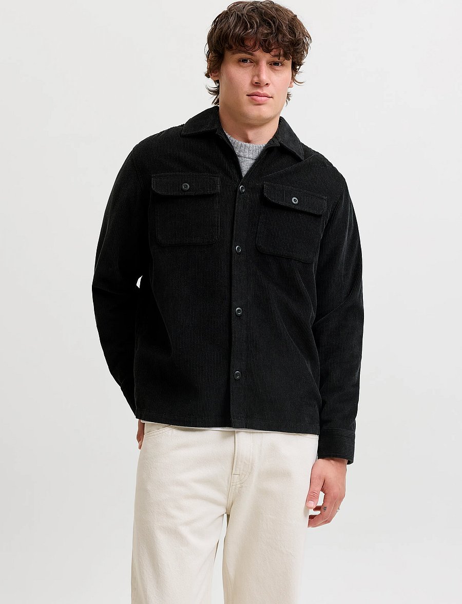 Jack & Jones - JJEREGENT CORD OVERSHIRT LS SN - black - 0