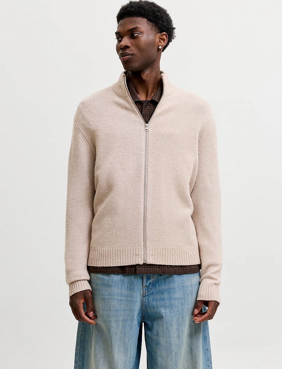 Jack & Jones - JJSOHO OLLIE KNIT HIGH NECK ZIP CAR SN - fullzip strik - atmosphere - 0