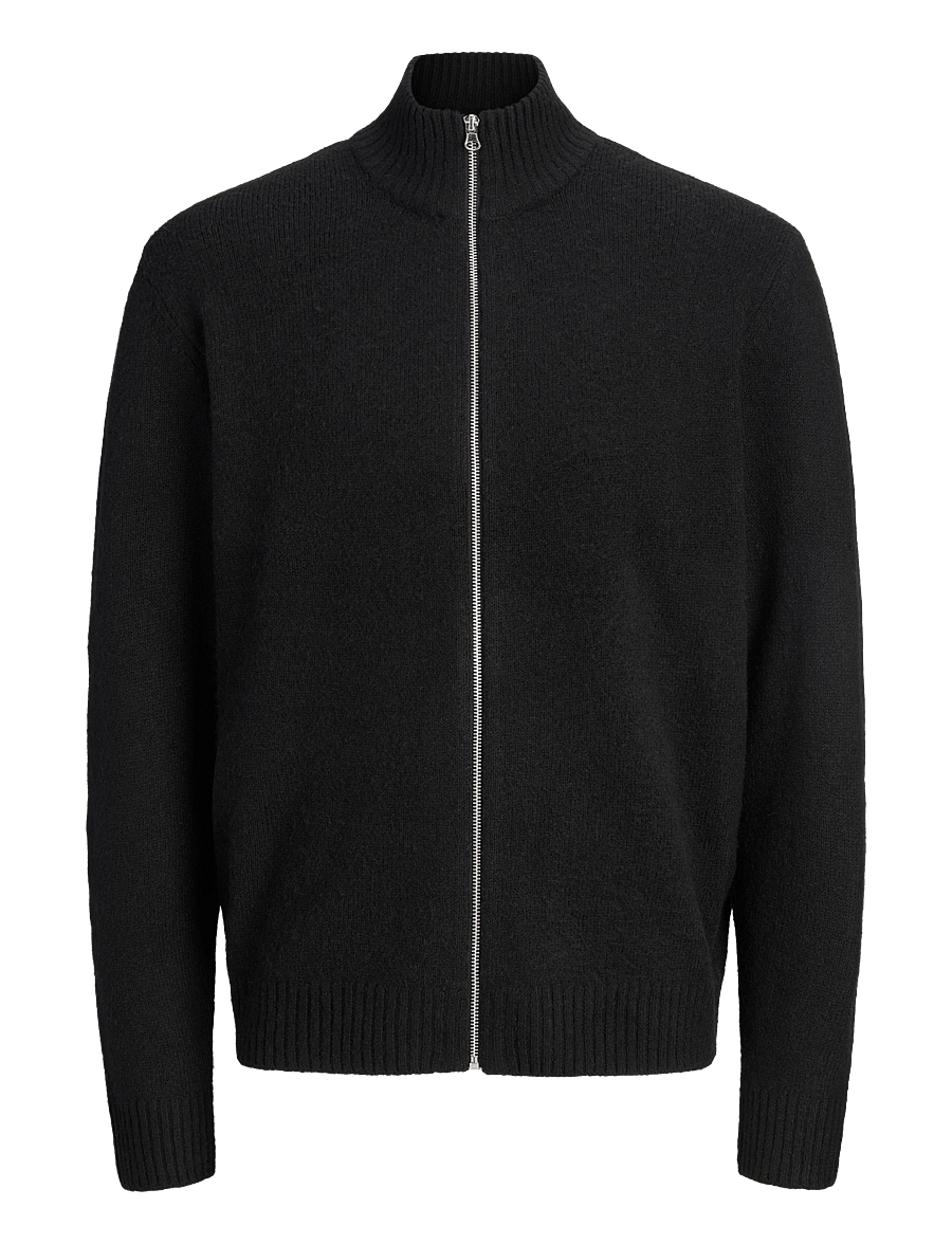 Jack & Jones - JJSOHO OLLIE KNIT HIGH NECK ZIP CAR SN - lukuga džemprid - black - 0
