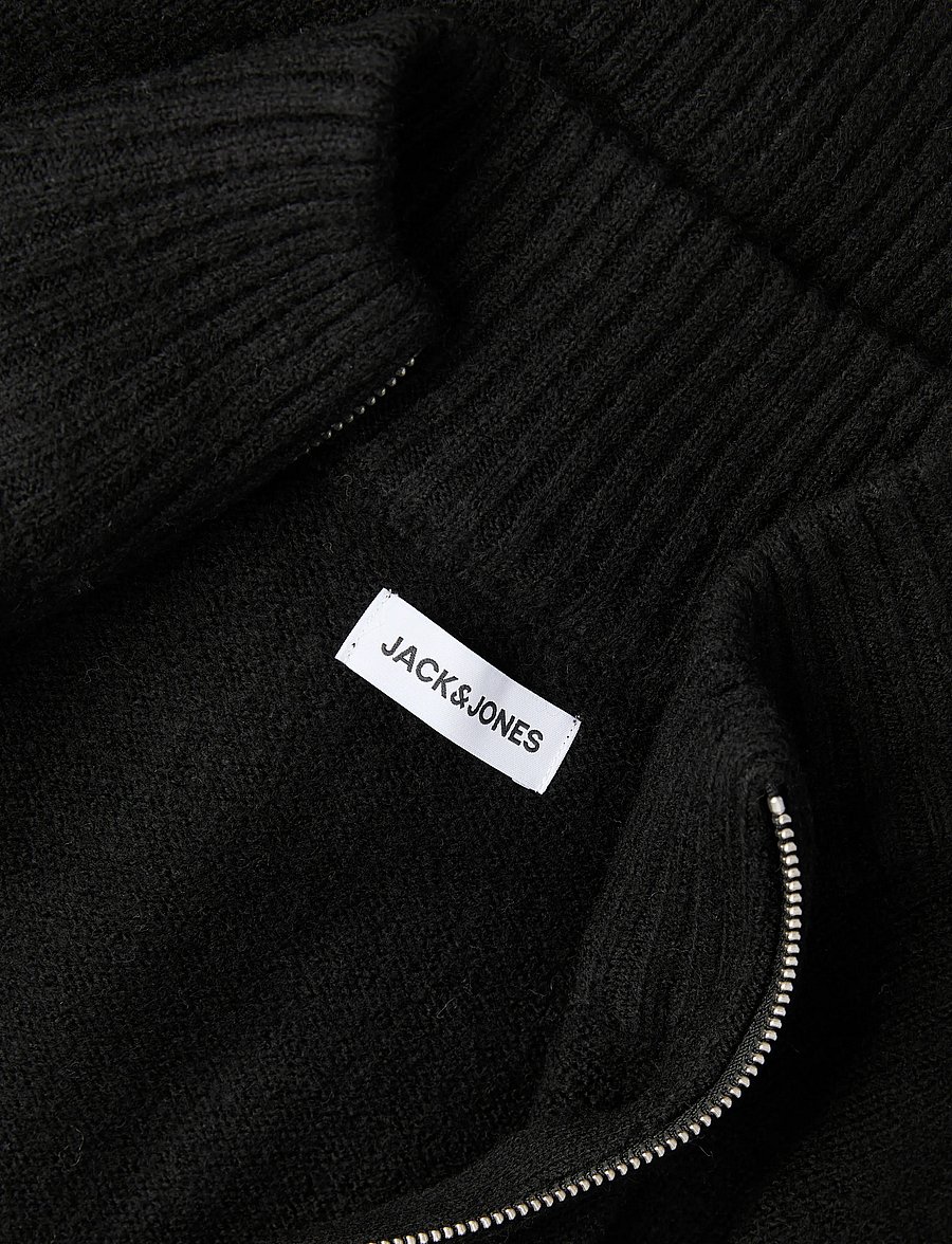 Jack & Jones - JJSOHO OLLIE KNIT HIGH NECK ZIP CAR SN - lukuga džemprid - black - 3