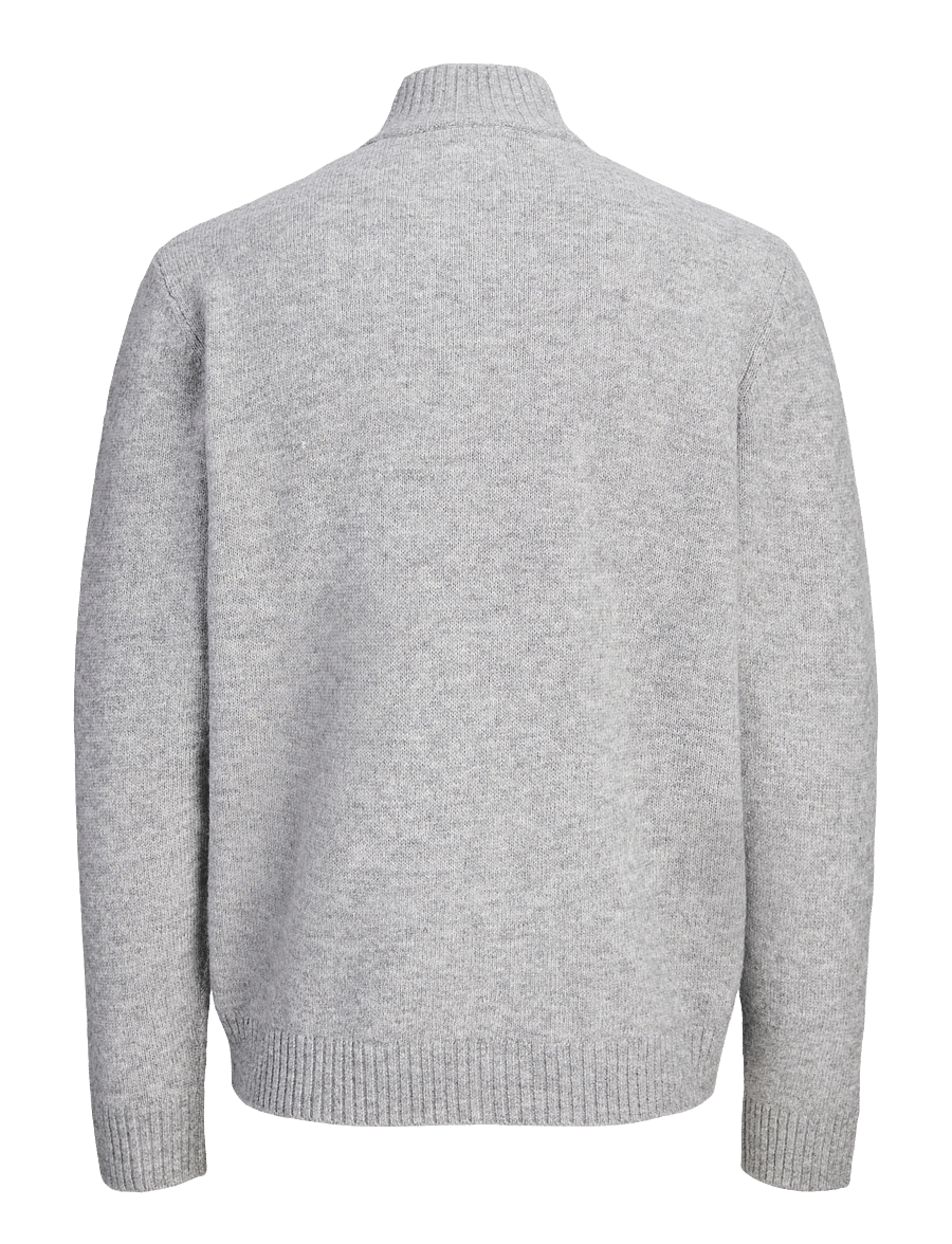 Jack & Jones - JJSOHO OLLIE KNIT HIGH NECK ZIP CAR SN - lukuga džemprid - light grey melange - 1