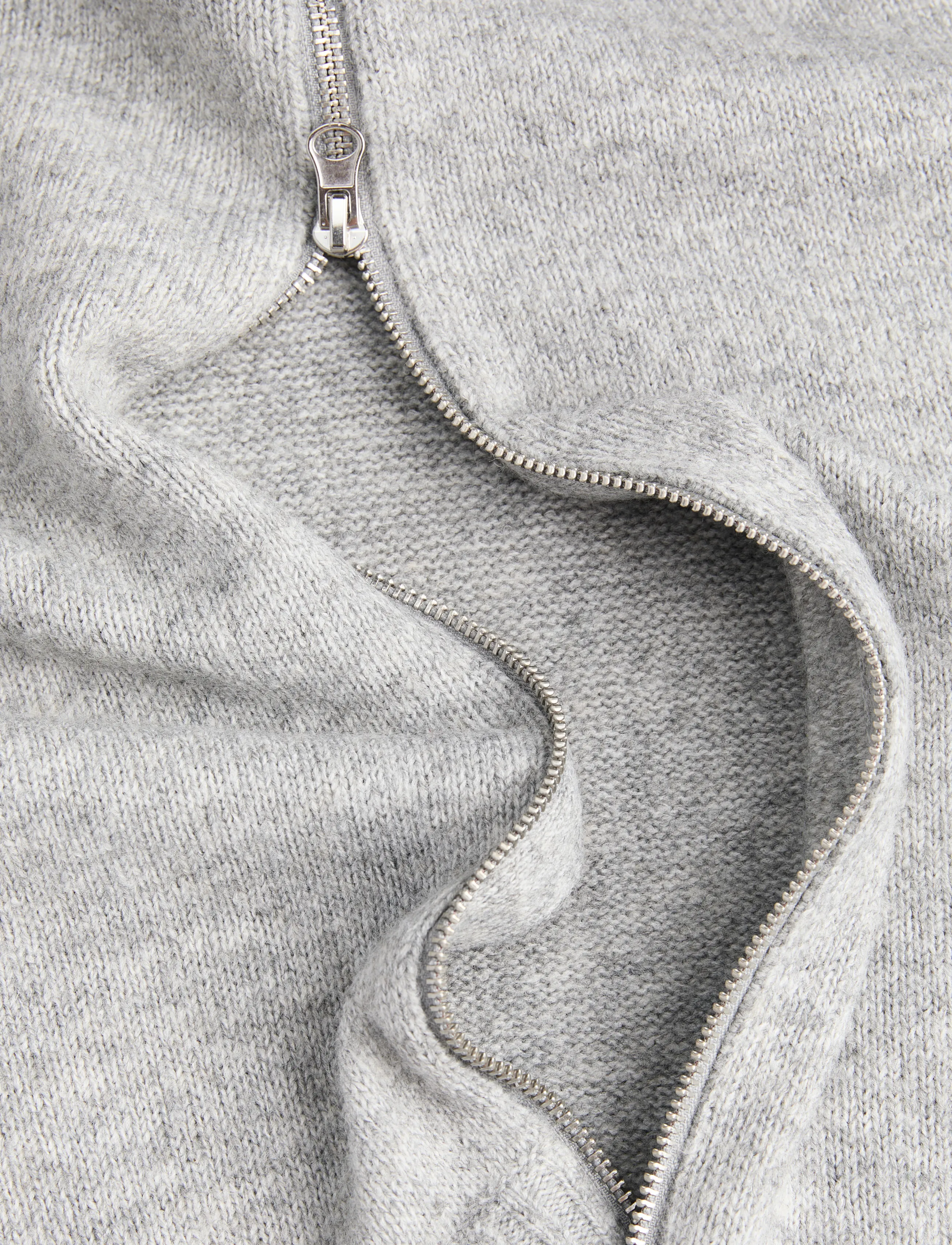 Jack & Jones - JJSOHO OLLIE KNIT HIGH NECK ZIP CAR SN - lukuga džemprid - light grey melange - 2