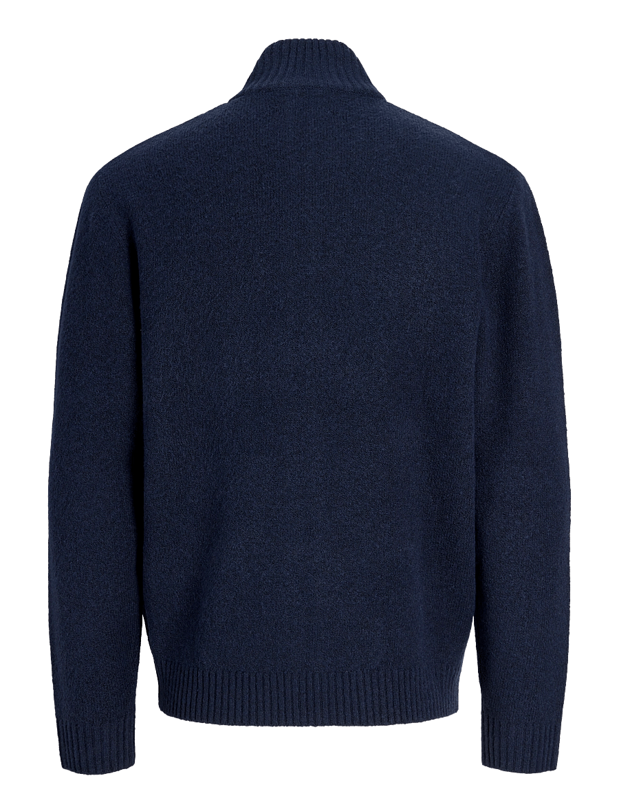Jack & Jones - JJSOHO OLLIE KNIT HIGH NECK ZIP CAR SN - pullover mit durchgehendem reißverschluss - navy blazer - 1