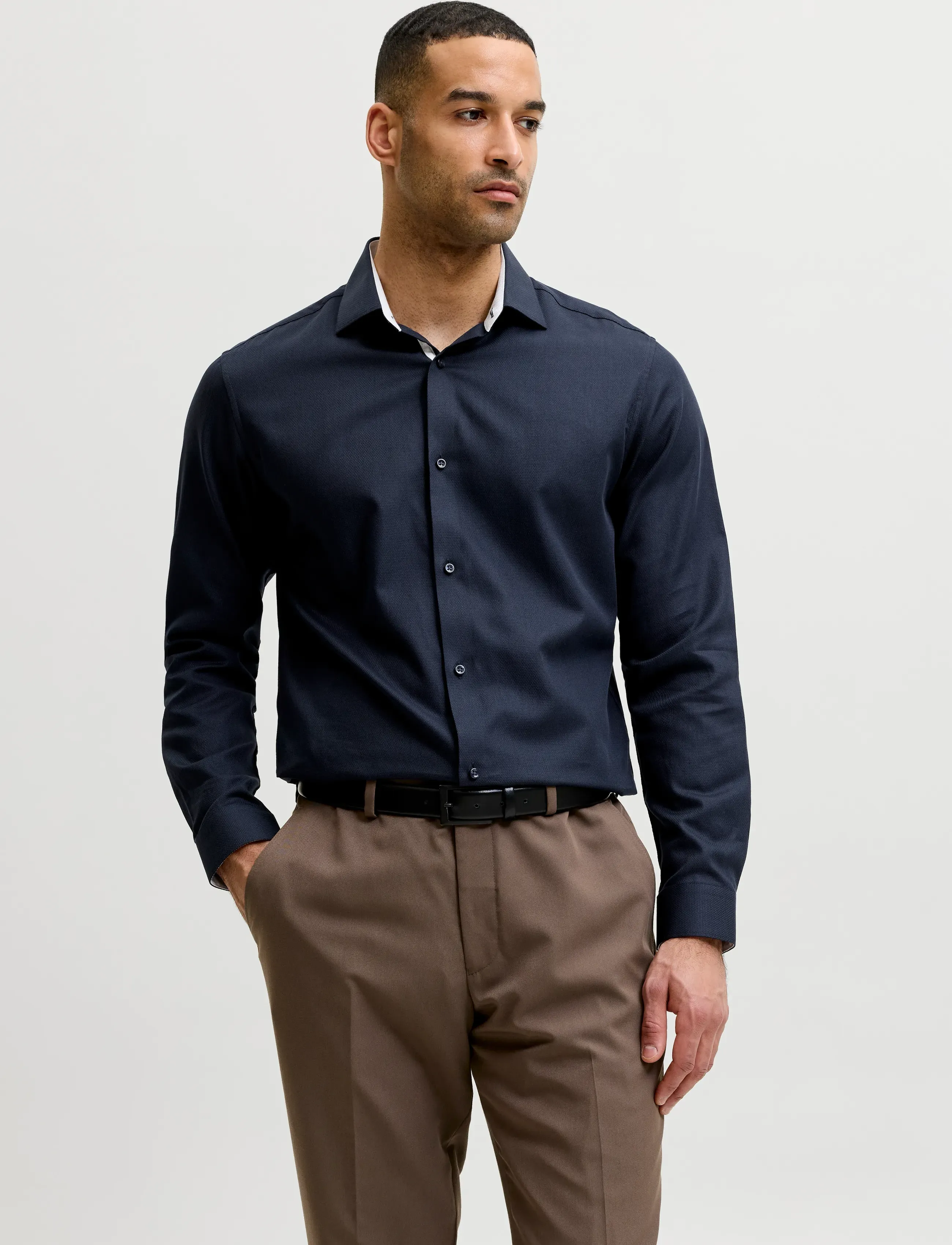 Jack & Jones Jprblaparker Detail L/S Shirt Sn, XL, Shirts, Marineblau - Business Männerswear
