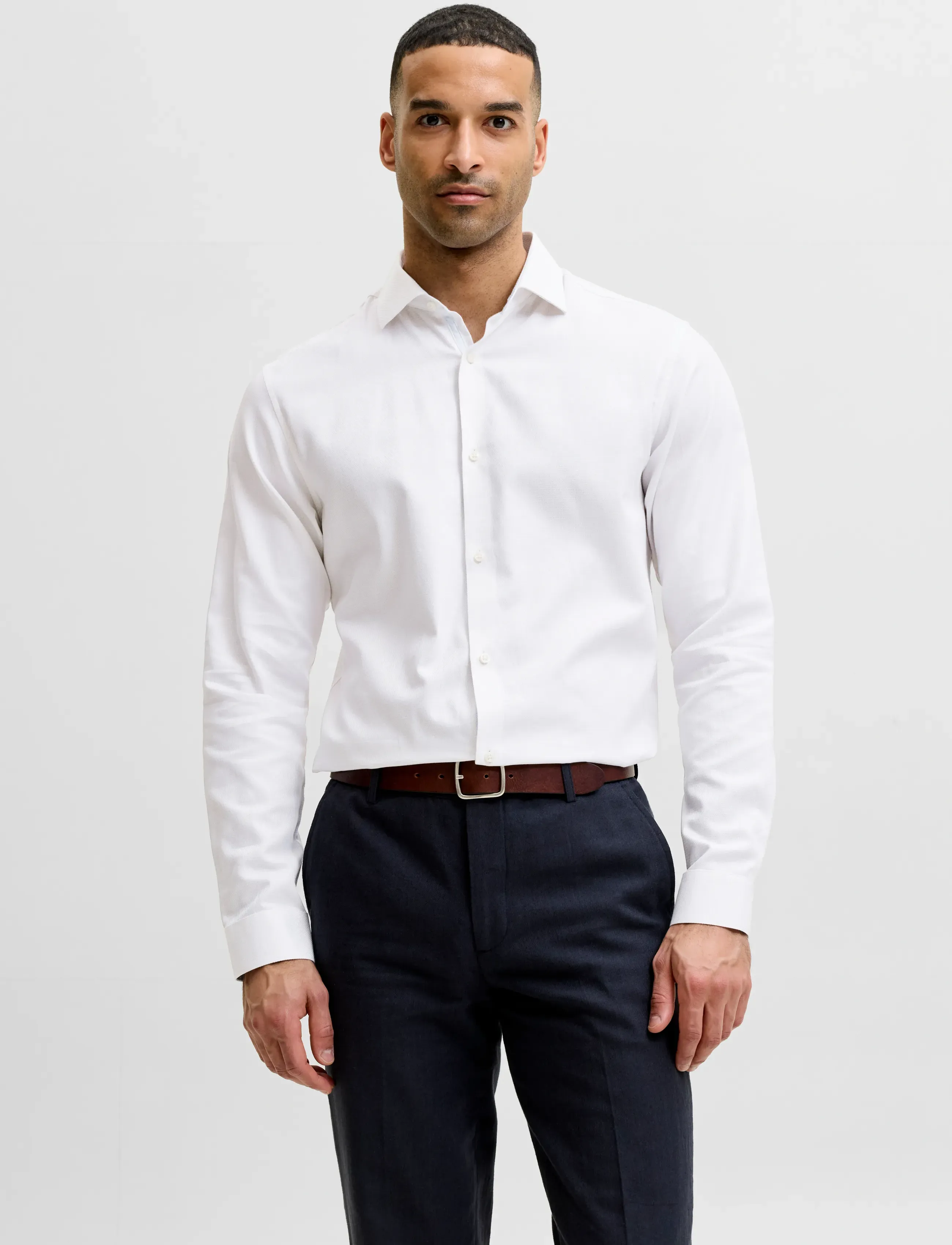 Jack & Jones Jprblaparker Detail L/S Shirt Sn, XL, Shirts, Weiß - Business Männerswear