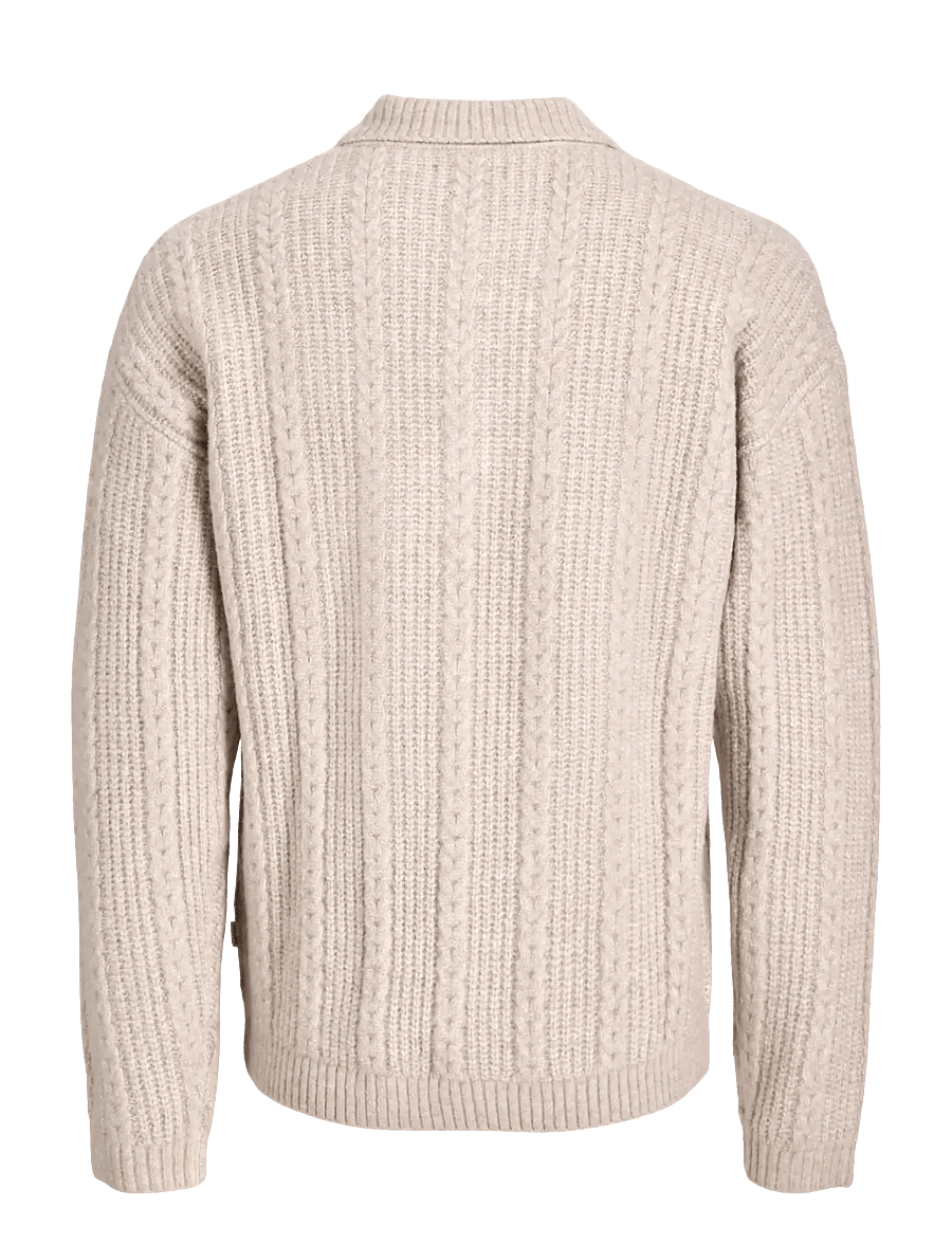 Jack & Jones - JJGAVIN KNIT CABLE LS POLO - poloer i strik med lange ærmer - atmosphere - 1