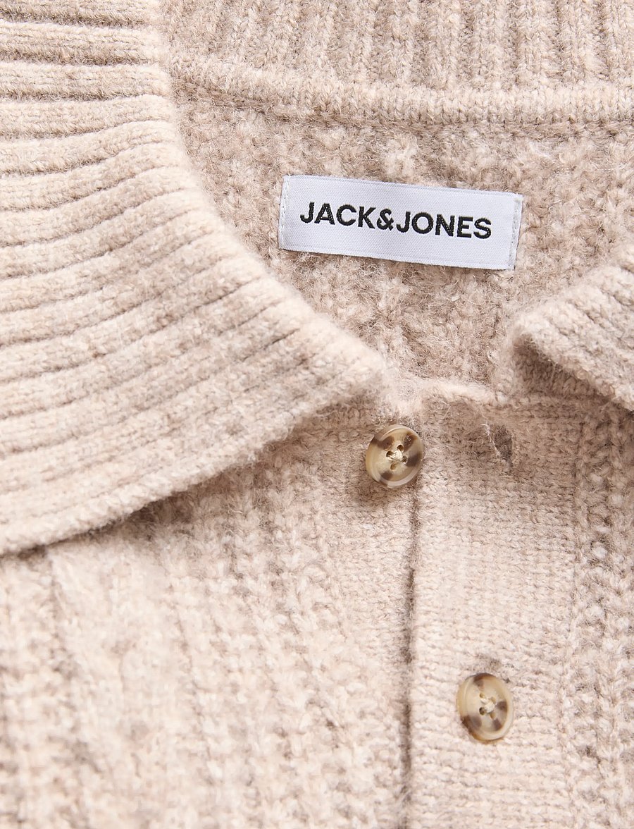 Jack & Jones - JJGAVIN KNIT CABLE LS POLO - poloer i strik med lange ærmer - atmosphere - 3