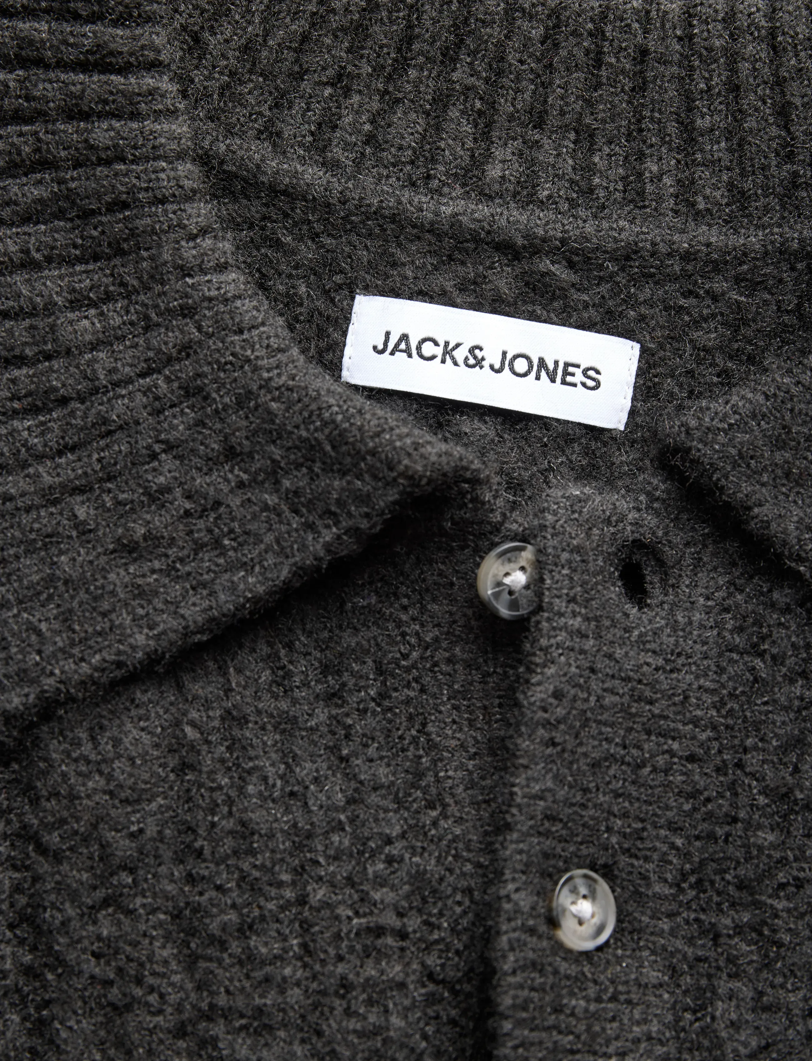 Jack & Jones - JJGAVIN KNIT CABLE LS POLO - black - 2