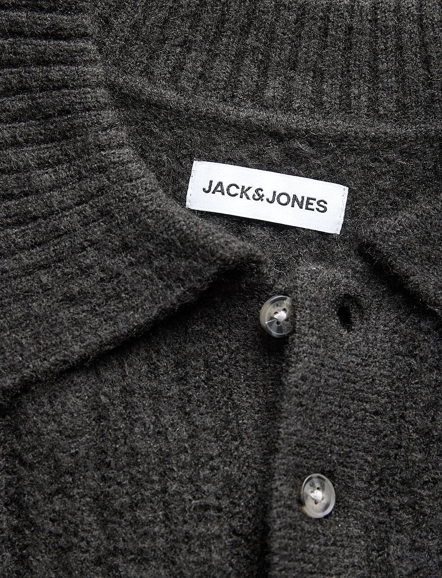 Jack & Jones - JJGAVIN KNIT CABLE LS POLO - black - 2