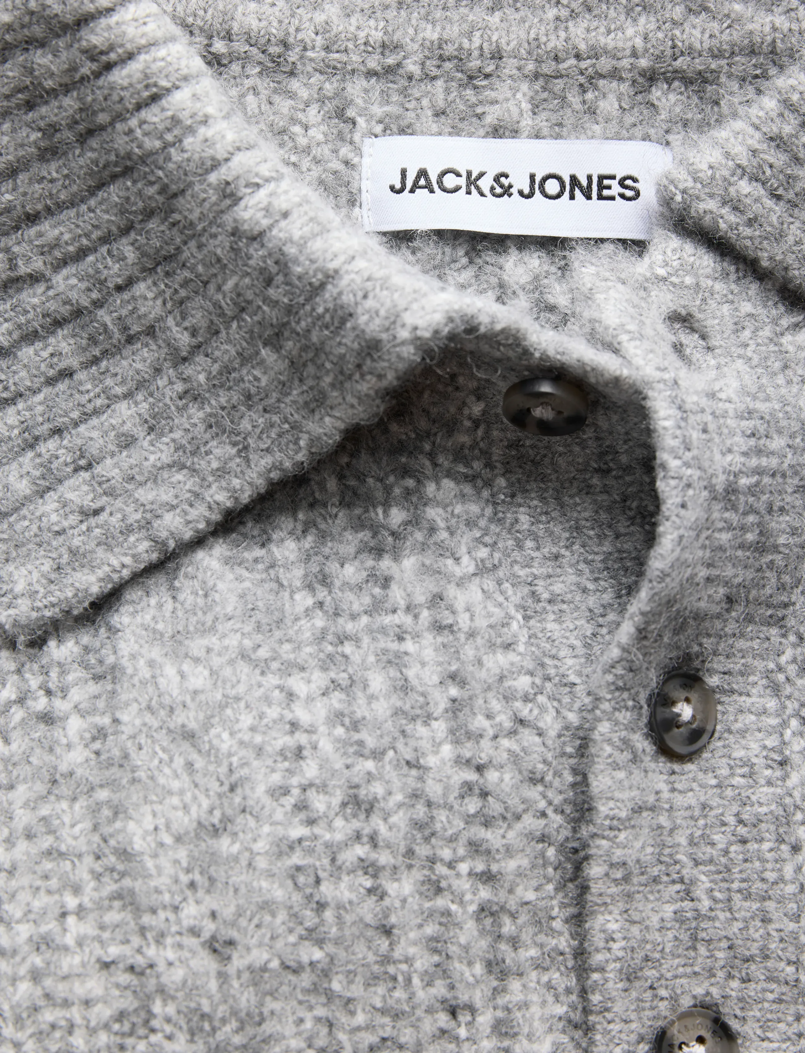 Jack & Jones - JJGAVIN KNIT CABLE LS POLO - poloer i strik med lange ærmer - light grey melange - 3