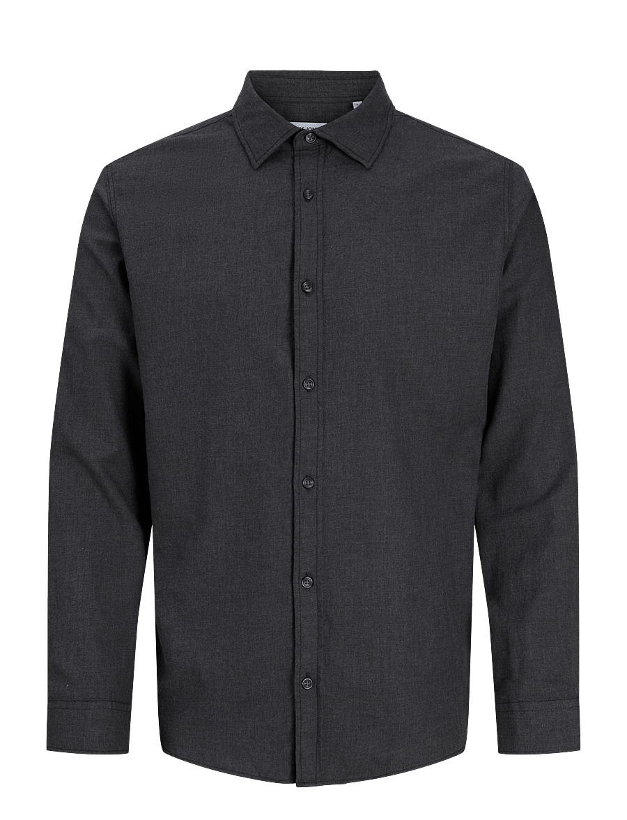 Jack & Jones - JJEFIELD MELANGE SHIRT LS SN - casual skjortor - black - 0