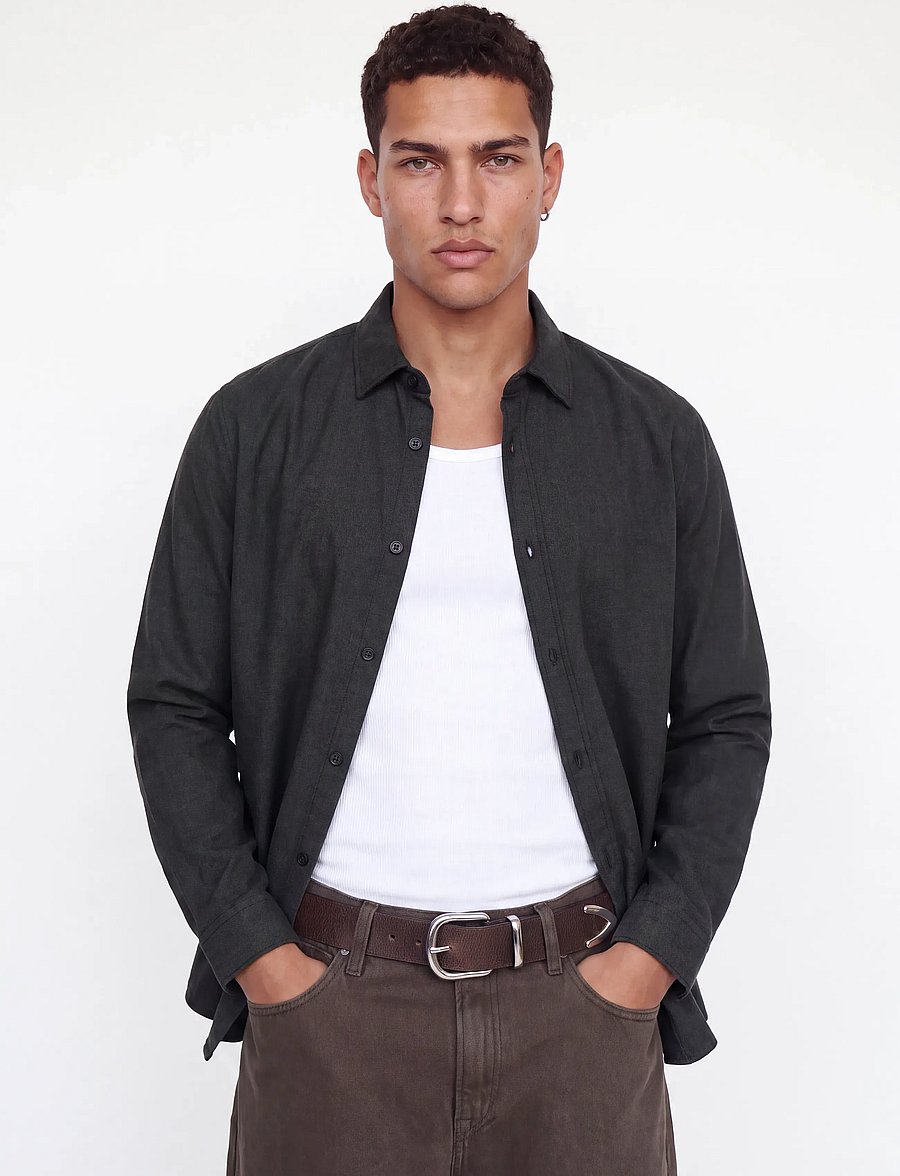 Jack & Jones - JJEFIELD MELANGE SHIRT LS SN - vabaajasärgid - black - 4