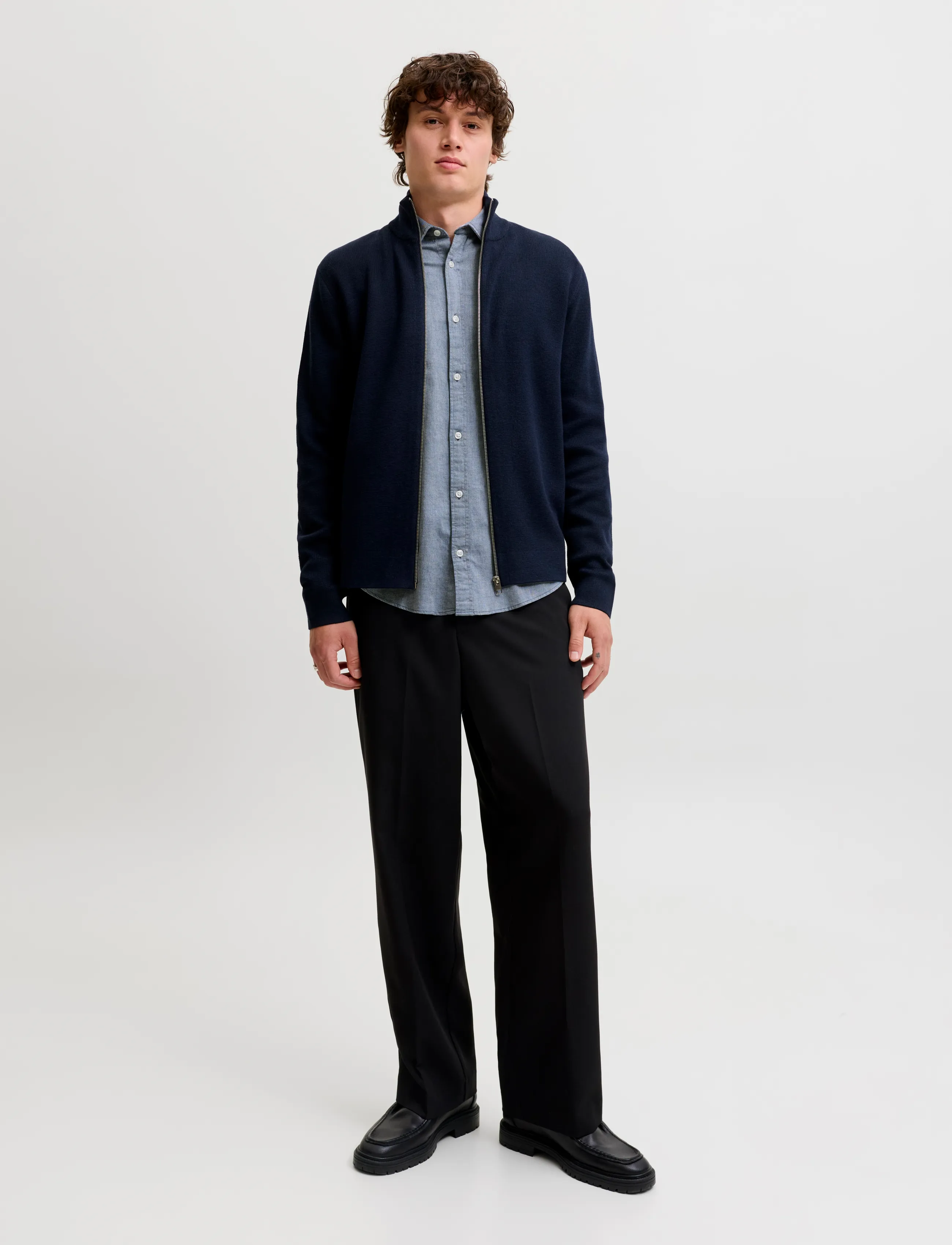 Jack & Jones - JJEFIELD MELANGE SHIRT LS SN - casual skjortor - faded denim - 3