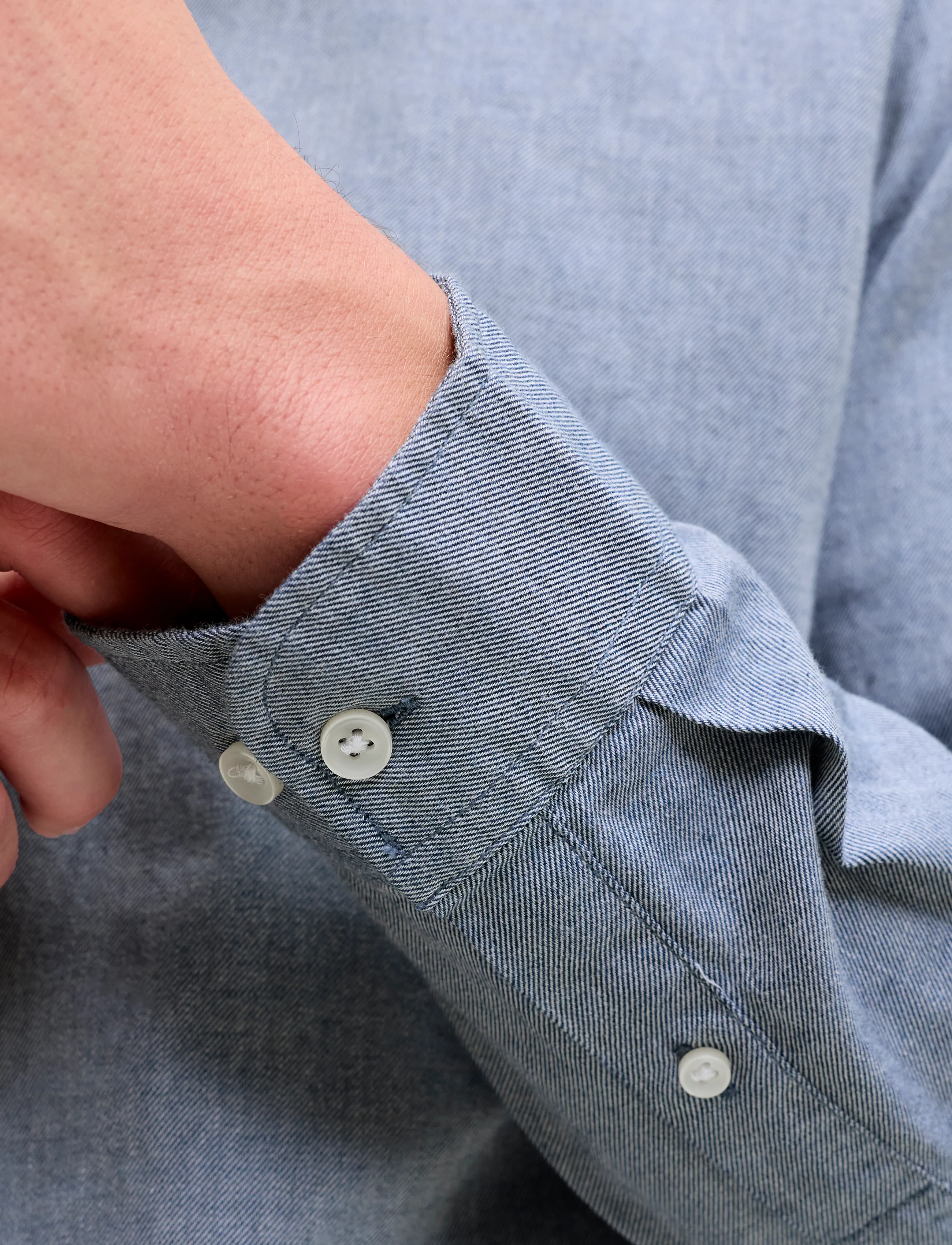 Jack & Jones - JJEFIELD MELANGE SHIRT LS SN - casual skjortor - faded denim - 4