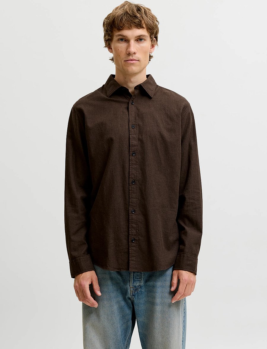Jack & Jones - JJEFIELD MELANGE SHIRT LS SN - casual skjortor - mulch - 0