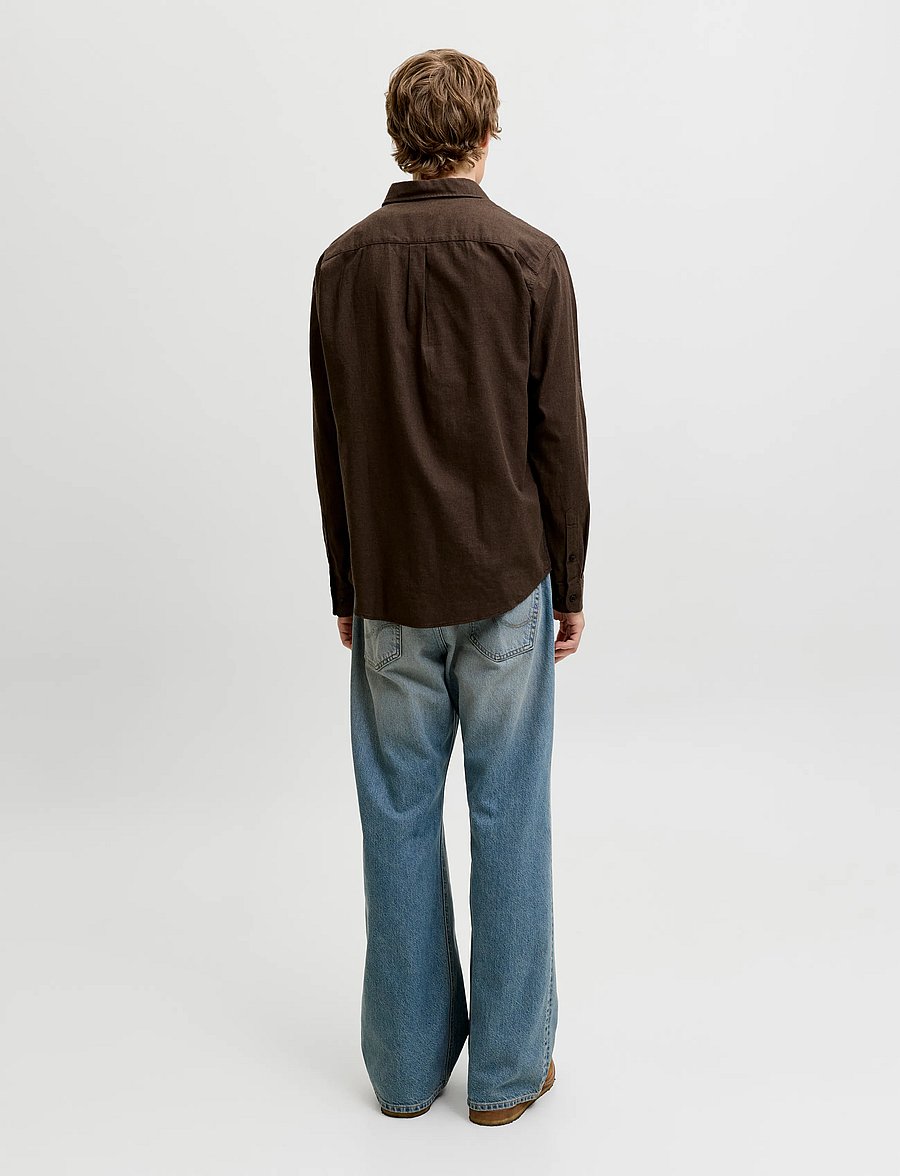 Jack & Jones - JJEFIELD MELANGE SHIRT LS SN - casual skjortor - mulch - 2