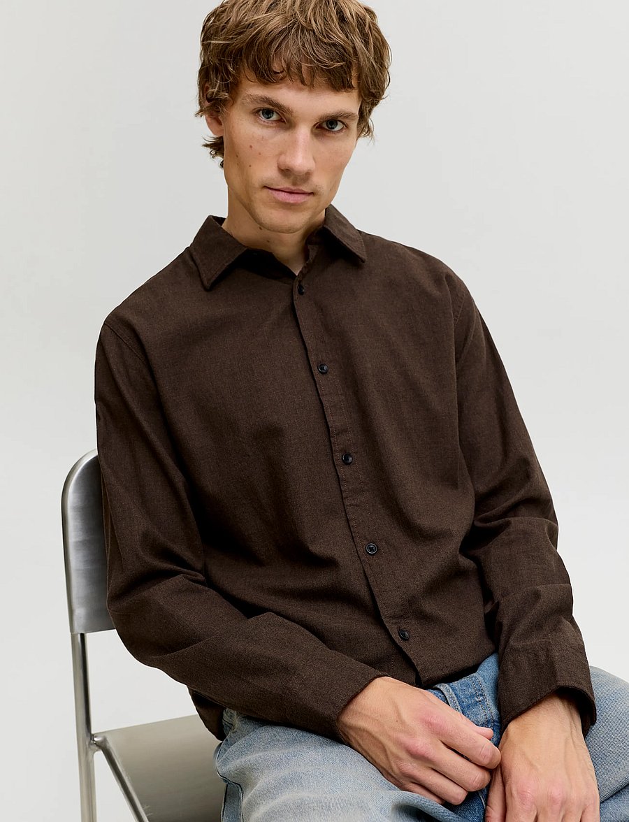 Jack & Jones - JJEFIELD MELANGE SHIRT LS SN - casual skjortor - mulch - 5