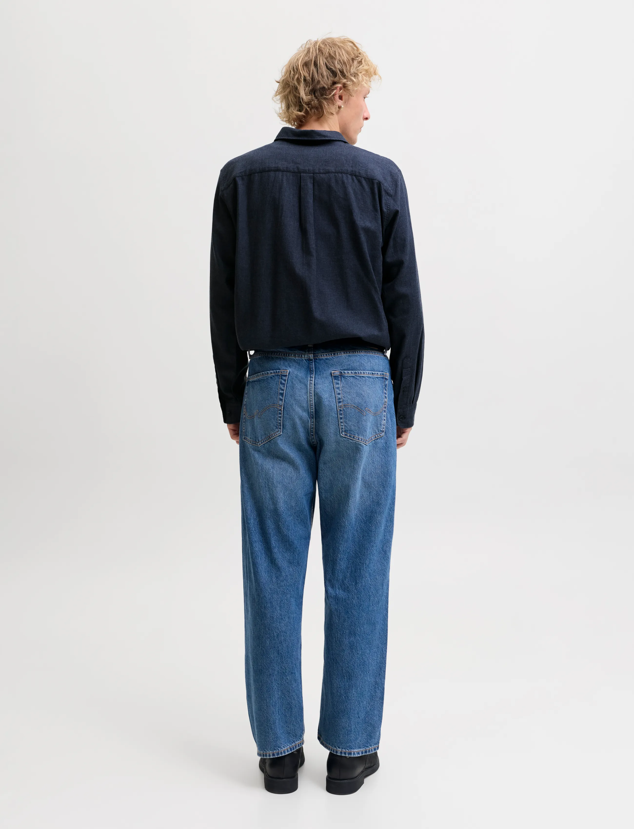 Jack & Jones - JJEFIELD MELANGE SHIRT LS SN - casual skjortor - navy blazer - 2