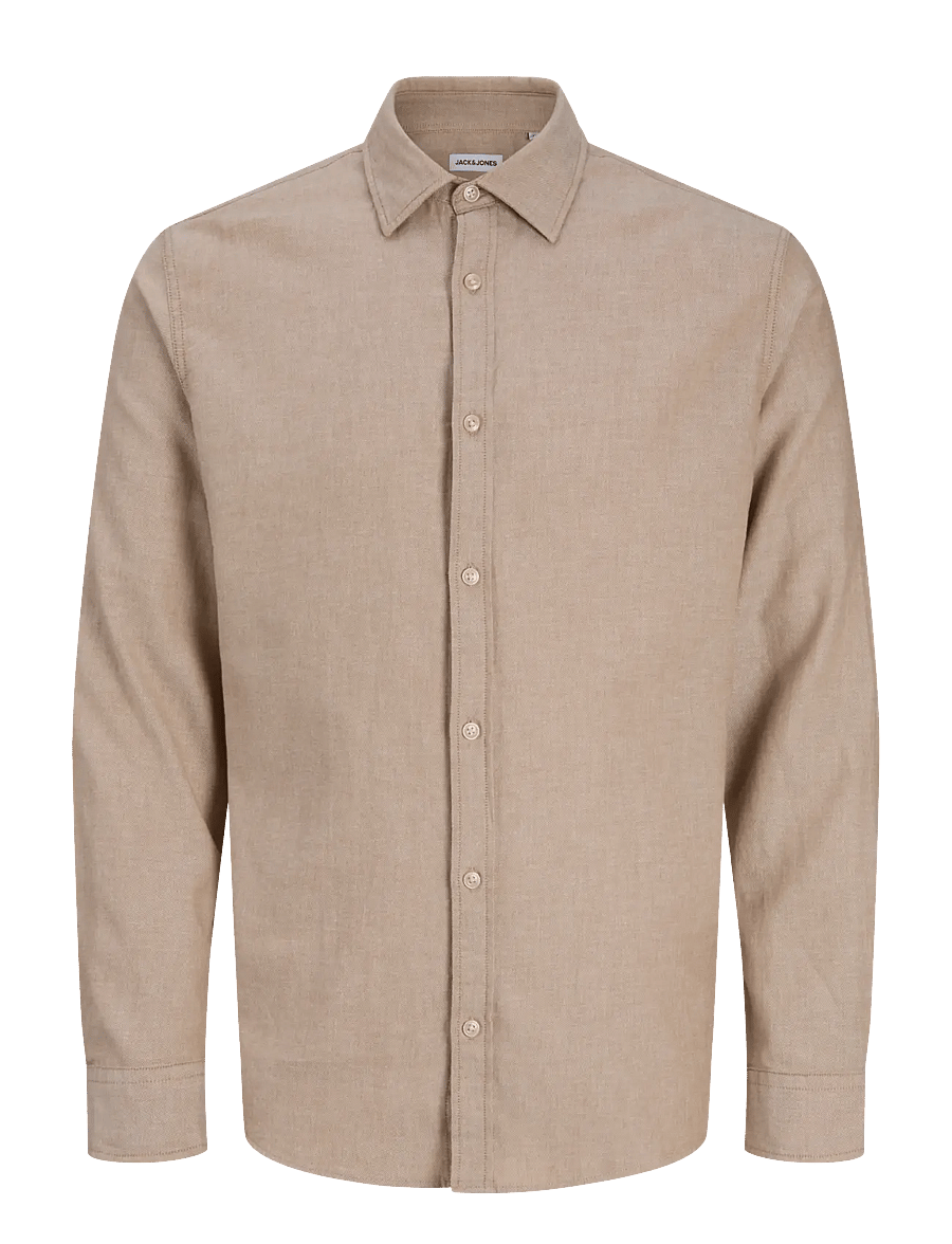 Jack & Jones - JJEFIELD MELANGE SHIRT LS SN - casual skjortor - oatmeal - 1
