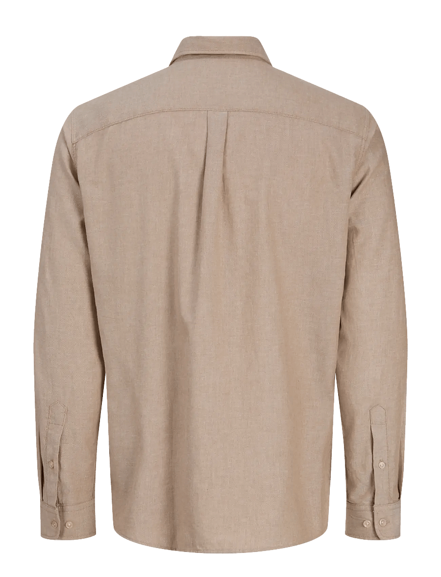 Jack & Jones - JJEFIELD MELANGE SHIRT LS SN - casual skjortor - oatmeal - 2