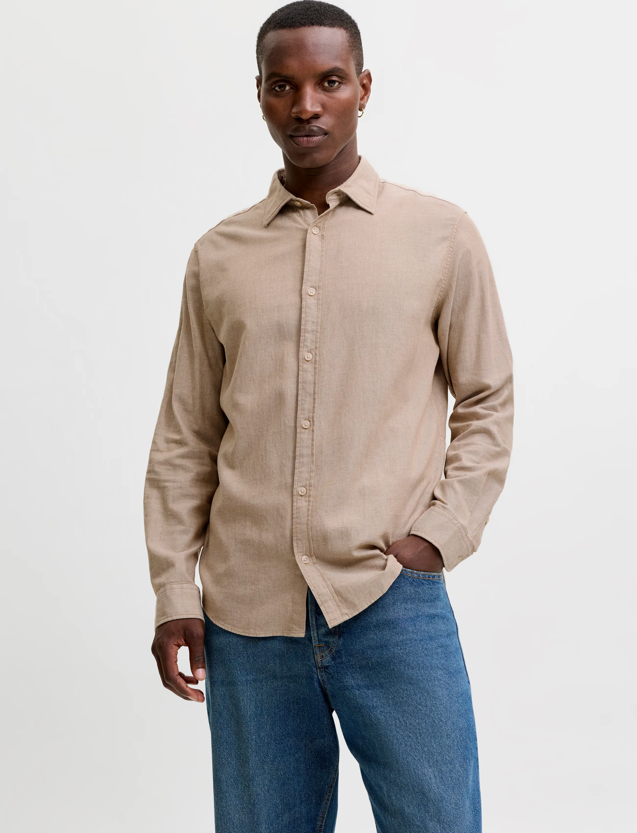 Jack & Jones JJEFIELD MELANGE SHIRT LS SN - Casual skjortor - OATMEAL / beige