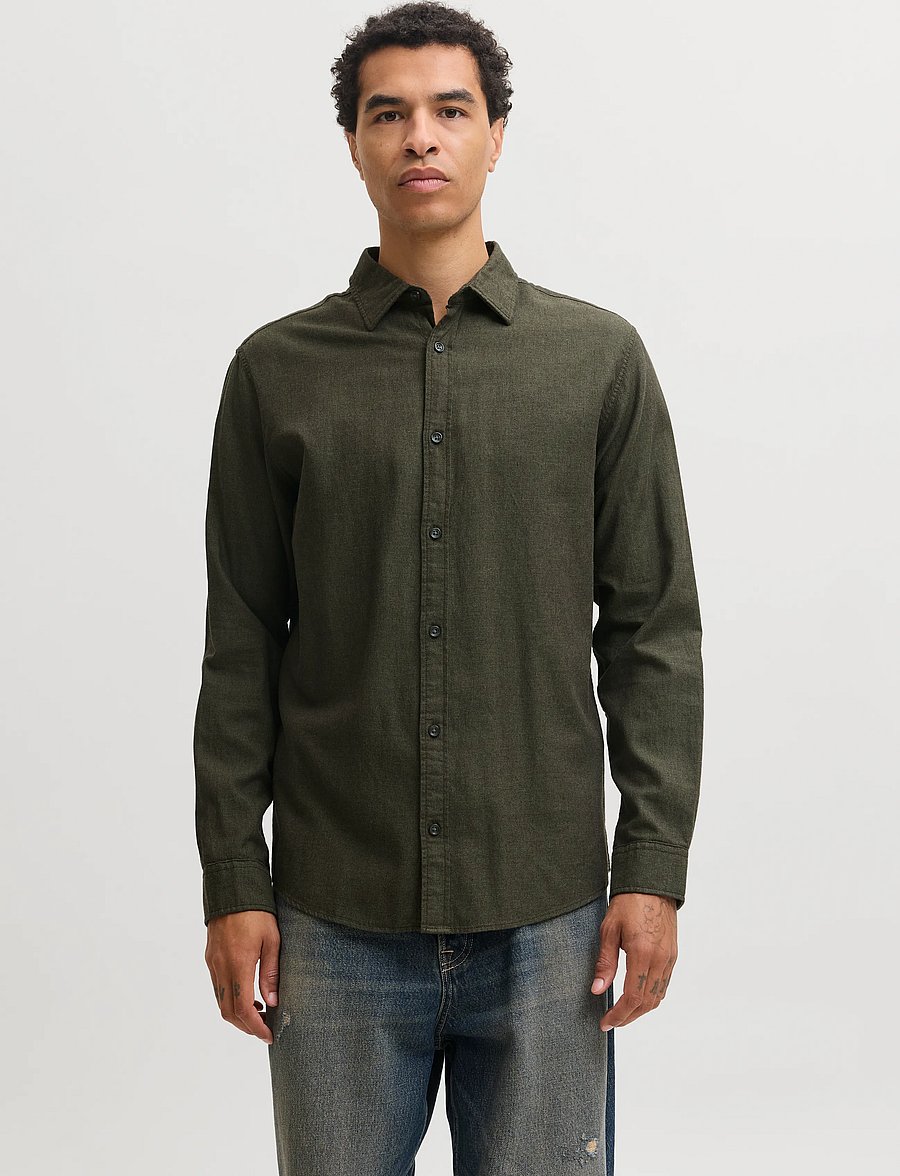 Jack & Jones - JJEFIELD MELANGE SHIRT LS SN - casual skjortor - rosin - 0