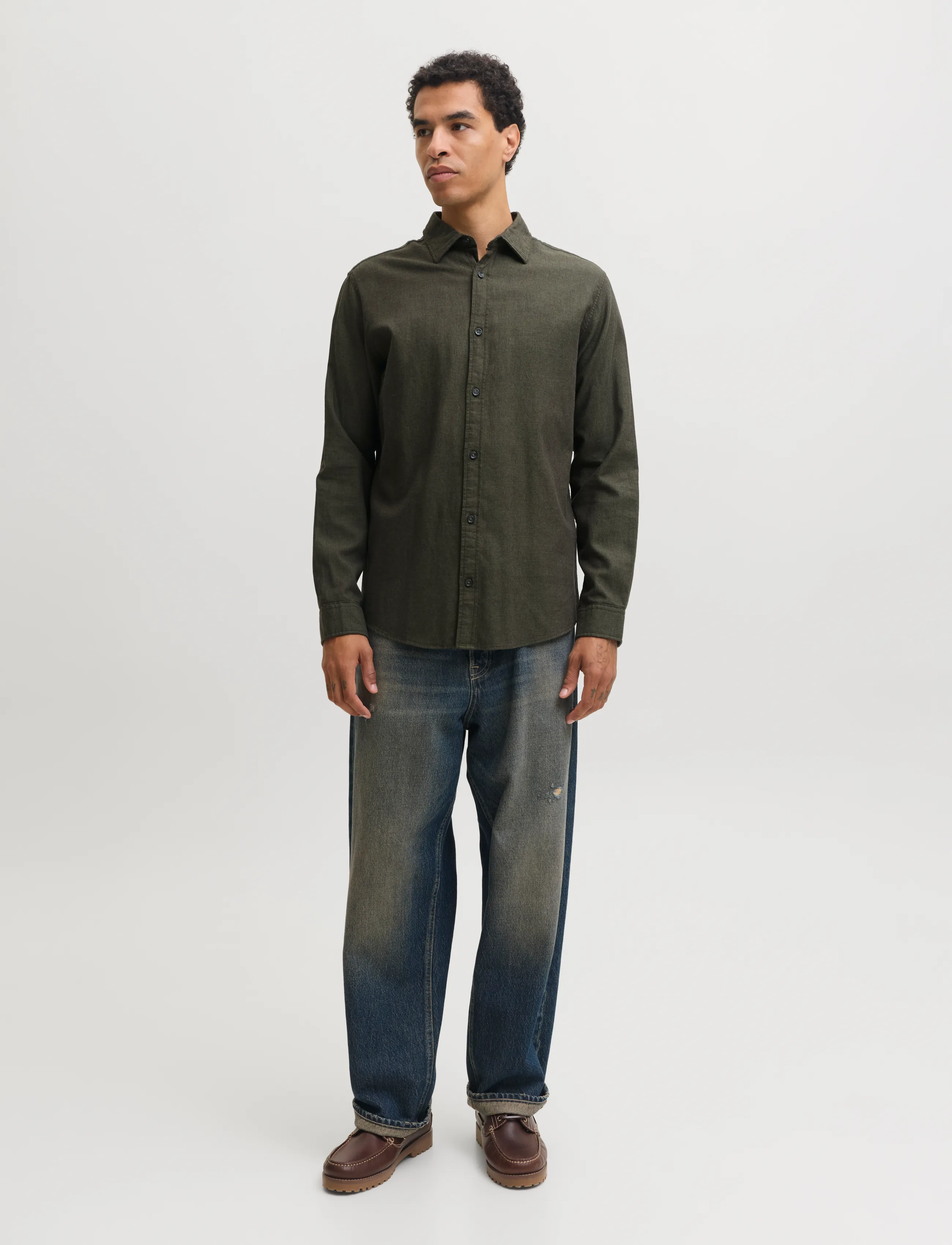 Jack & Jones - JJEFIELD MELANGE SHIRT LS SN - casual skjortor - rosin - 3