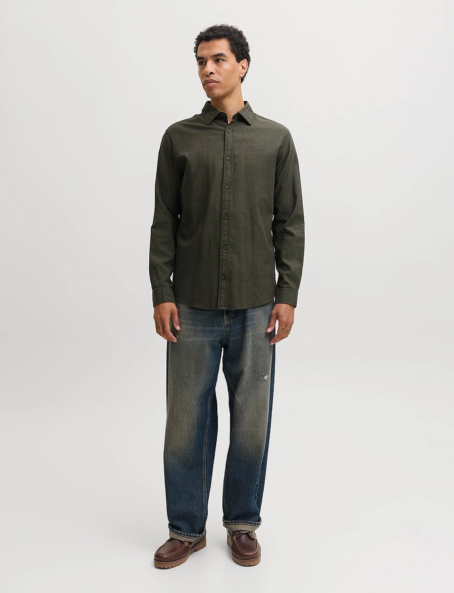 Jack & Jones - JJEFIELD MELANGE SHIRT LS SN - casual skjortor - rosin - 3