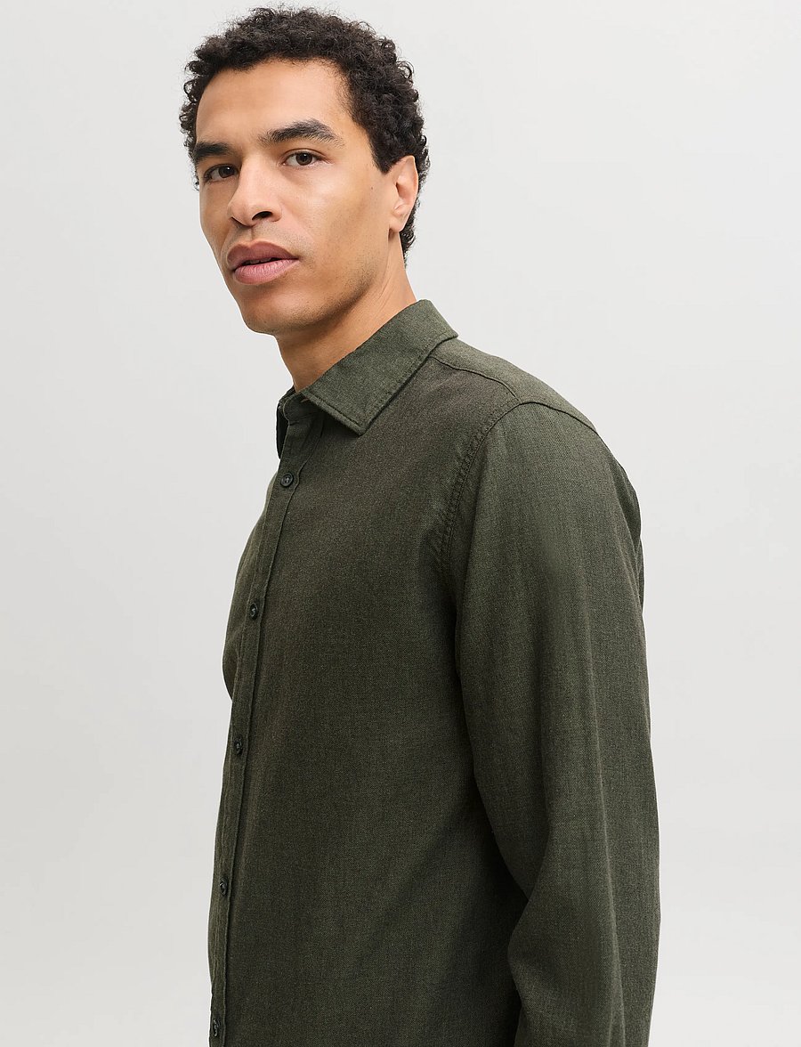 Jack & Jones - JJEFIELD MELANGE SHIRT LS SN - casual skjortor - rosin - 5