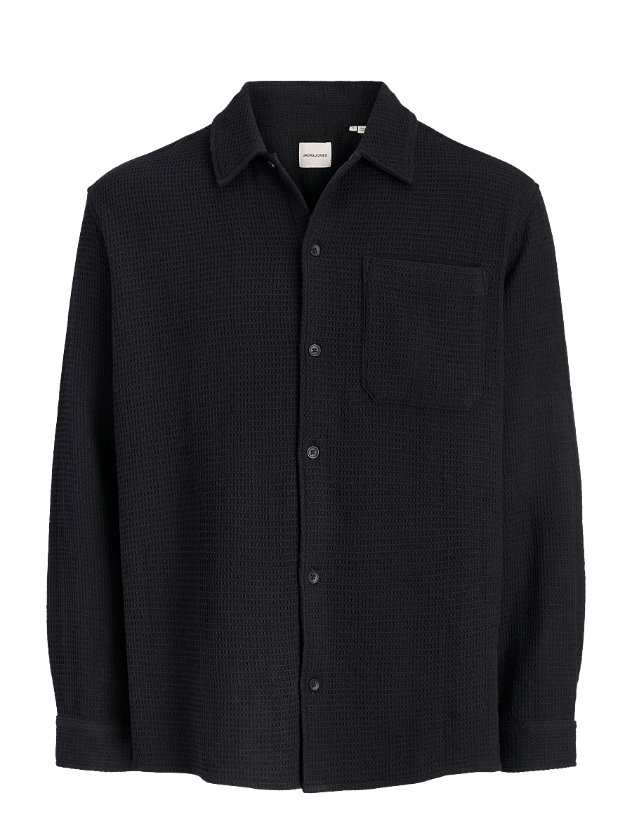 Jack & Jones - JJAUSTIN WAFFLE SHIRT LS - black - 1