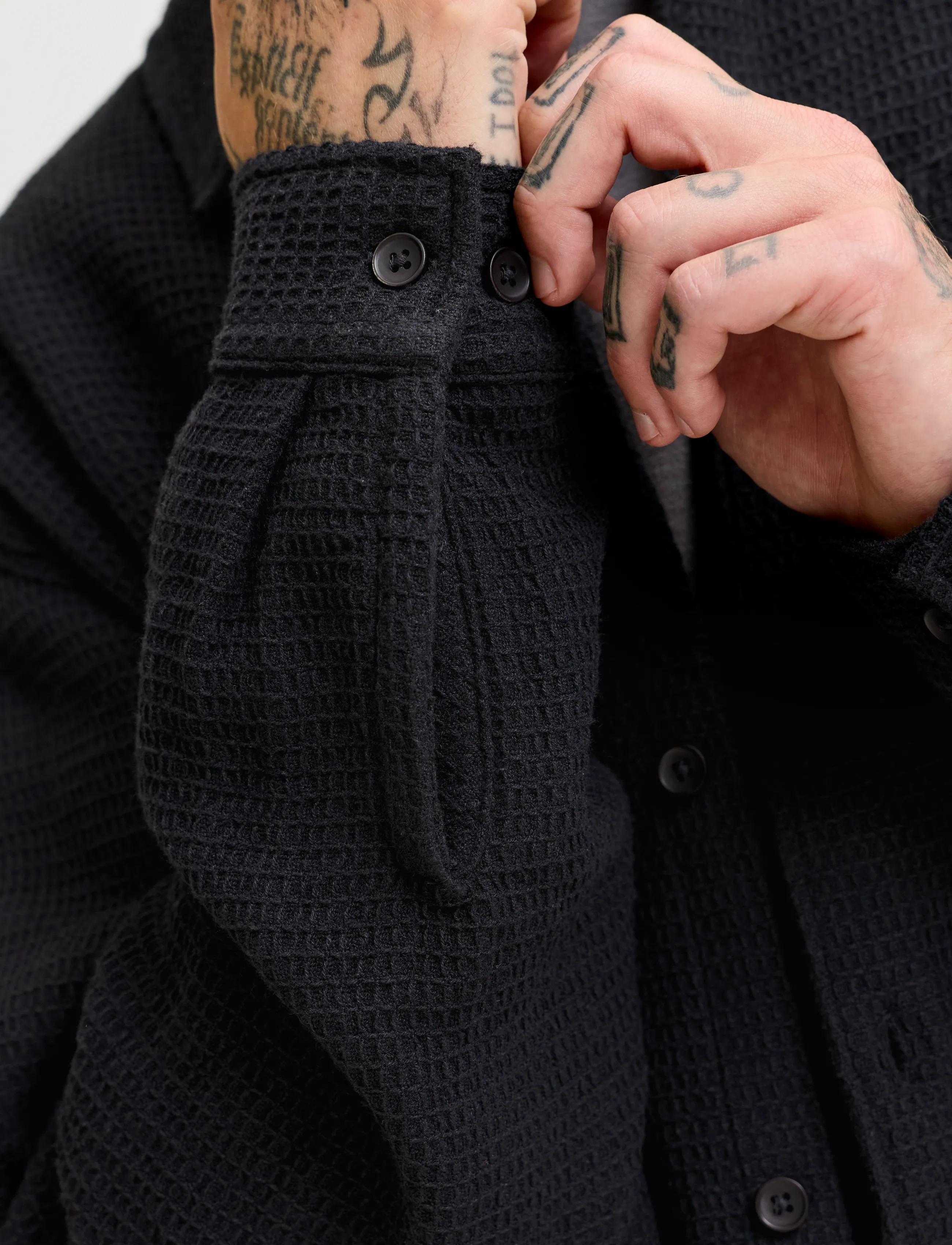 Jack & Jones - JJAUSTIN WAFFLE SHIRT LS - black - 5