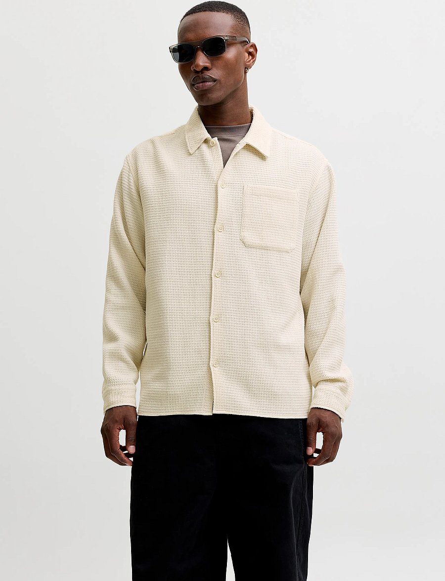 Jack & Jones - JJAUSTIN WAFFLE SHIRT LS - moonbeam - 0