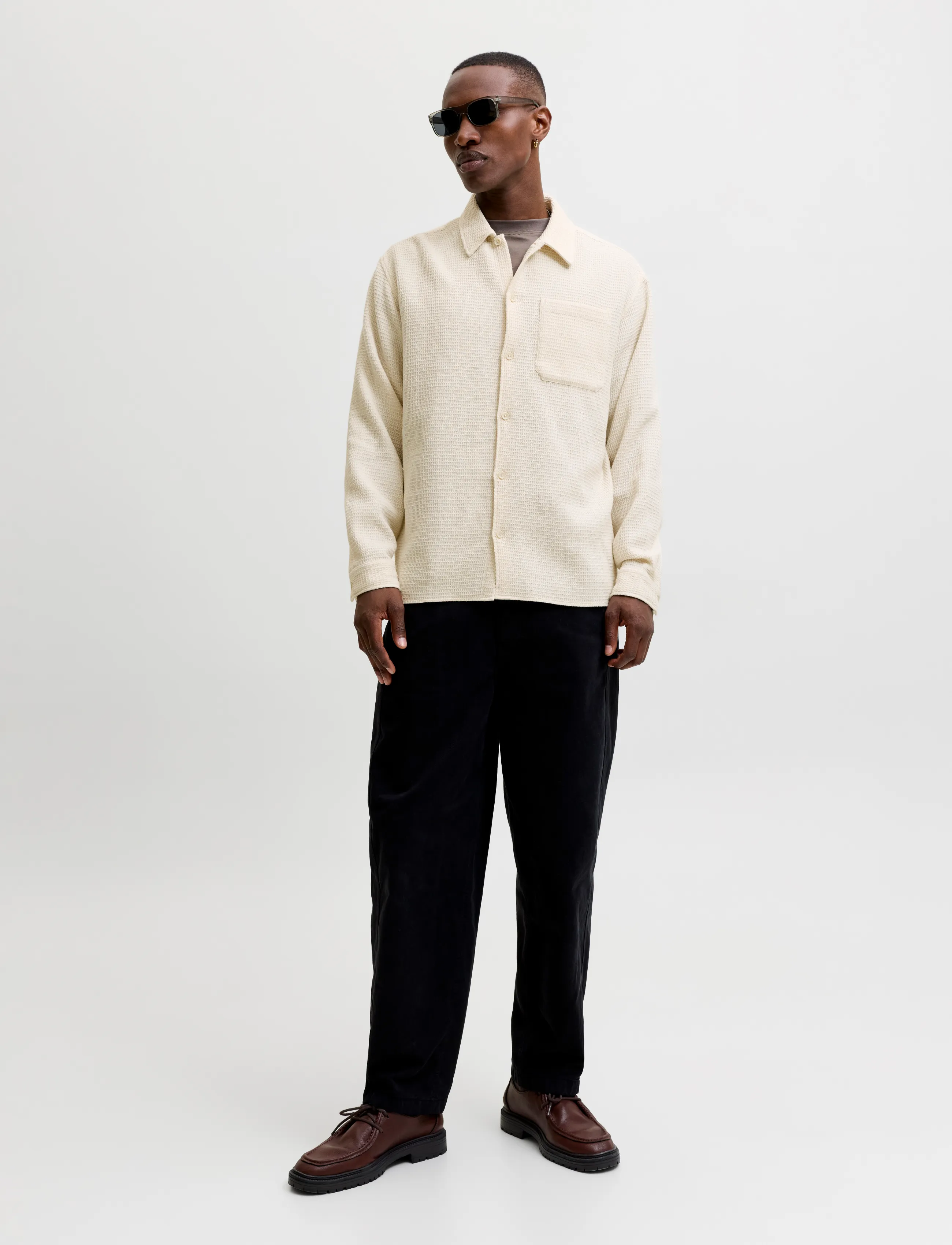 Jack & Jones - JJAUSTIN WAFFLE SHIRT LS - moonbeam - 4