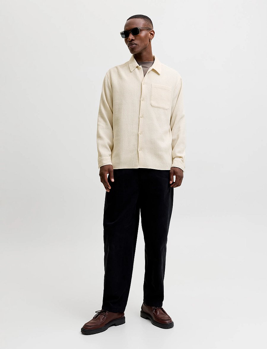 Jack & Jones - JJAUSTIN WAFFLE SHIRT LS - moonbeam - 4