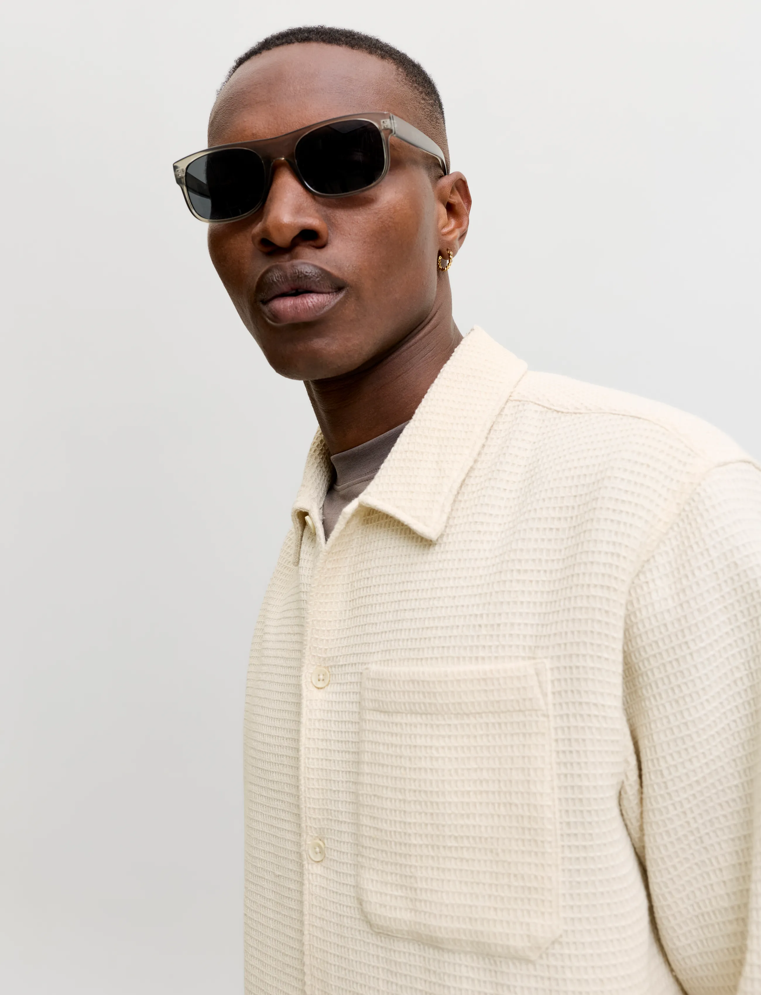 Jack & Jones - JJAUSTIN WAFFLE SHIRT LS - moonbeam - 5