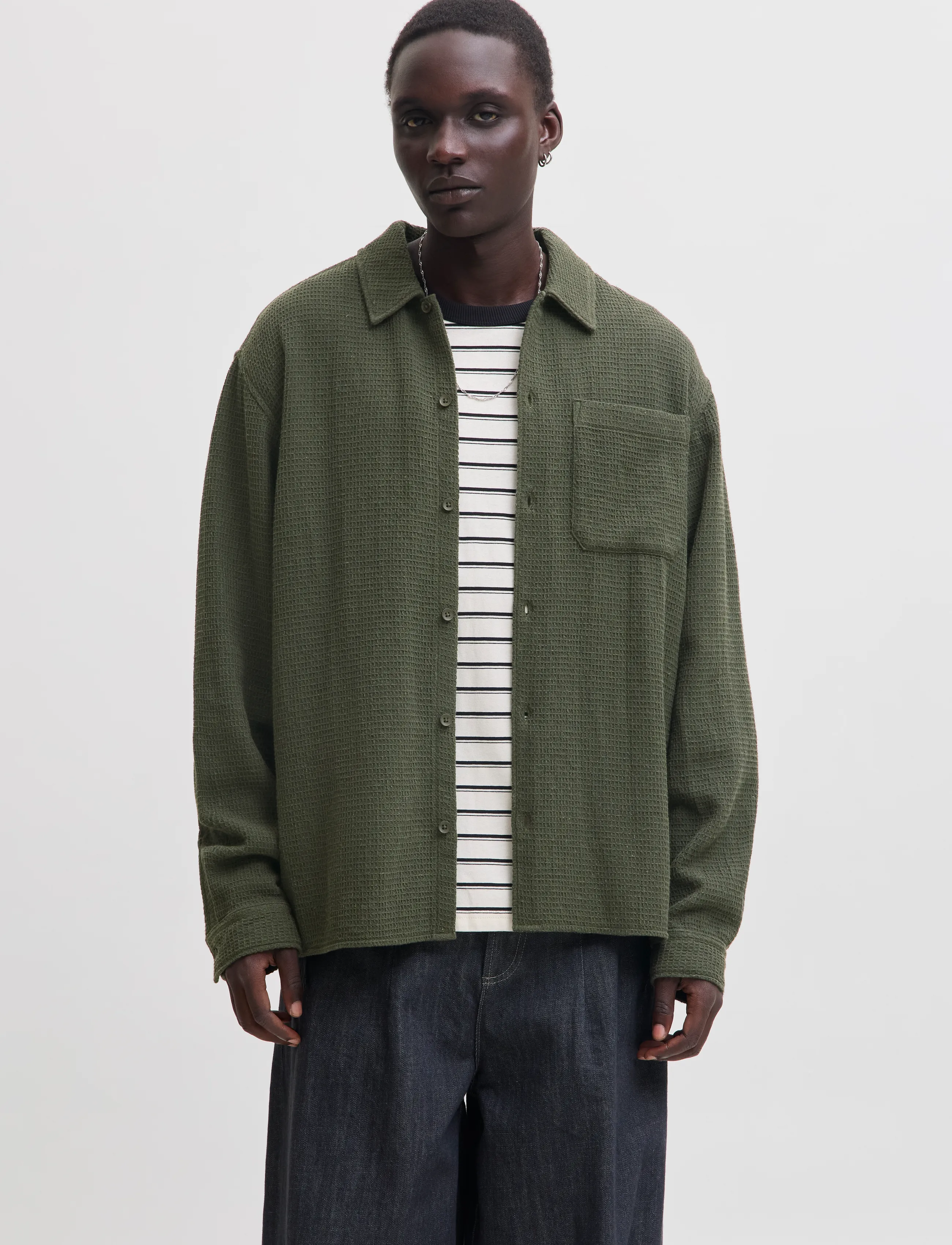 Jack & Jones JJAUSTIN WAFFLE SHIRT LS - Casual skjortor - ROSIN / khaki/green