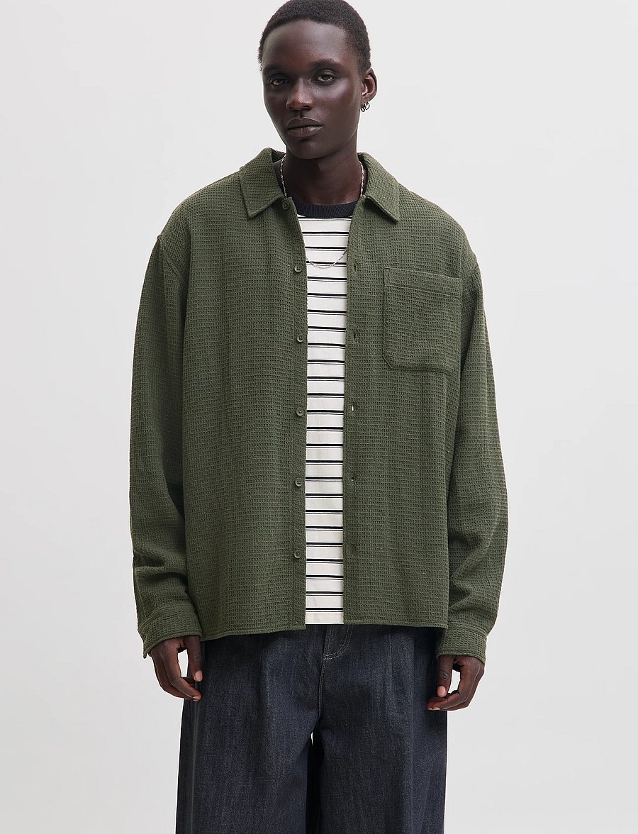 Jack & Jones - JJAUSTIN WAFFLE SHIRT LS - rosin - 0