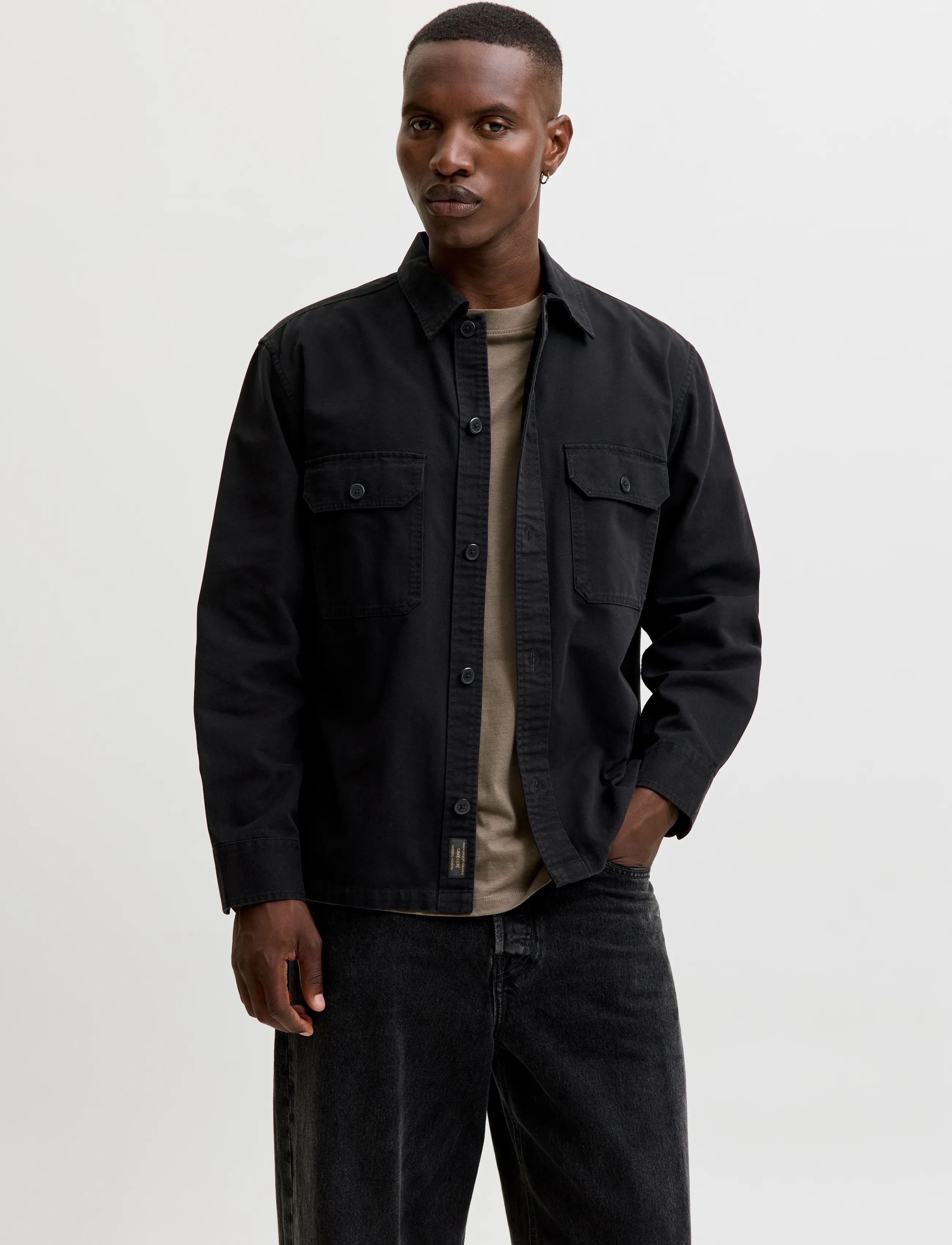 Jack & Jones JJECOLTON CANVAS OVERSHIRT LS SN - Freizeithemden - BLACK / black