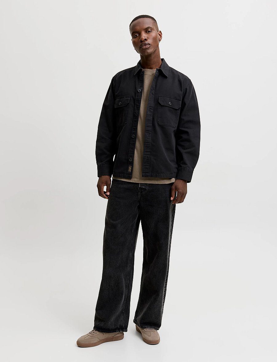 Jack & Jones - JJECOLTON CANVAS OVERSHIRT LS SN - black - 3