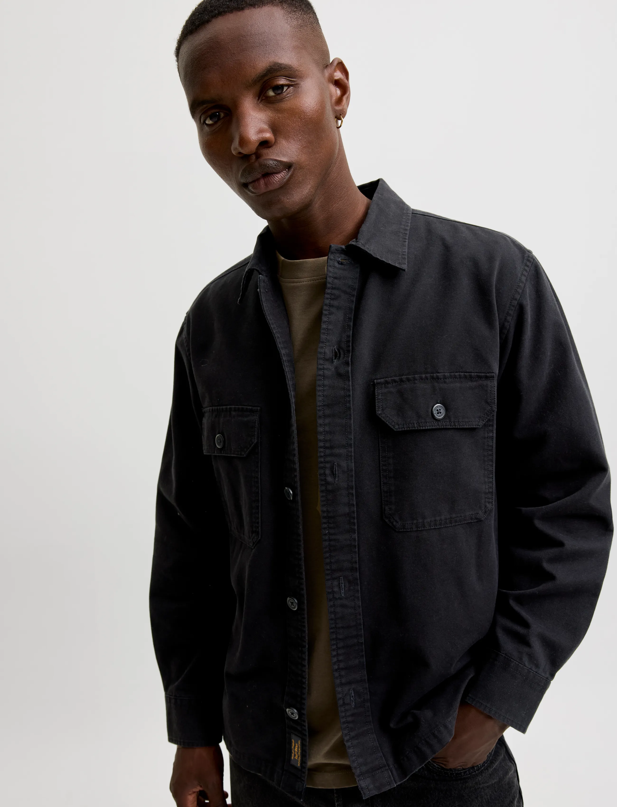 Jack & Jones - JJECOLTON CANVAS OVERSHIRT LS SN - black - 4