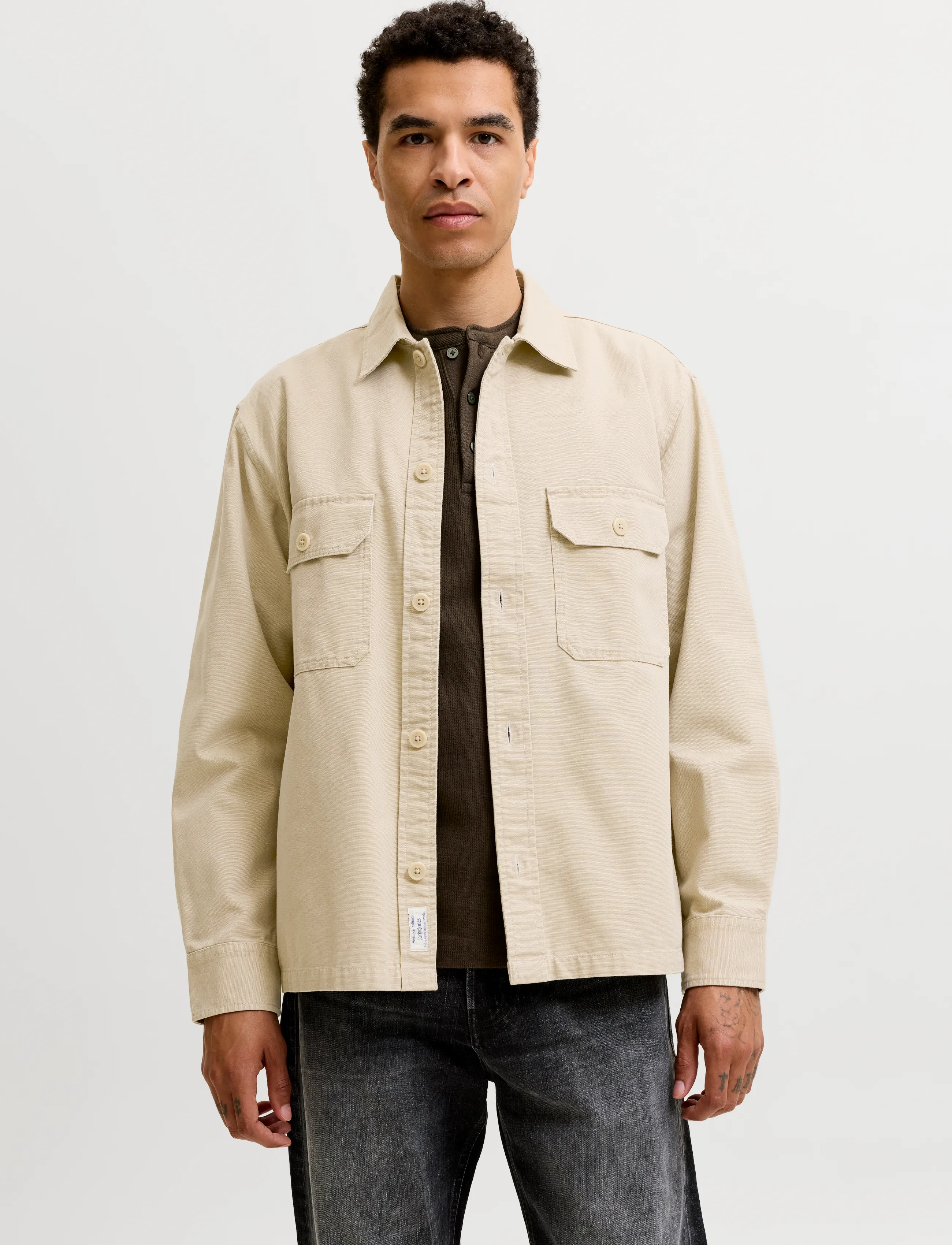 Jack & Jones JJECOLTON CANVAS OVERSHIRT LS SN - Overshirts - FIELDS OF RYE / beige
